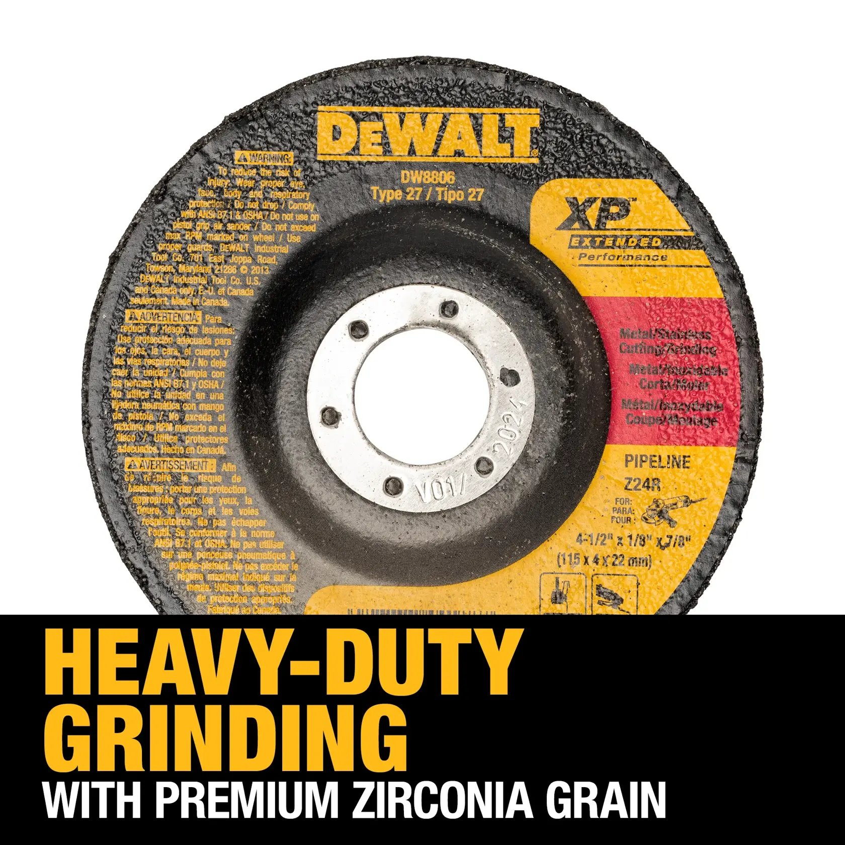 XP™ 4-1/2-In. X 1/8-In. X 7/8-In. T27 Zirconia Metal Grinding Wheel