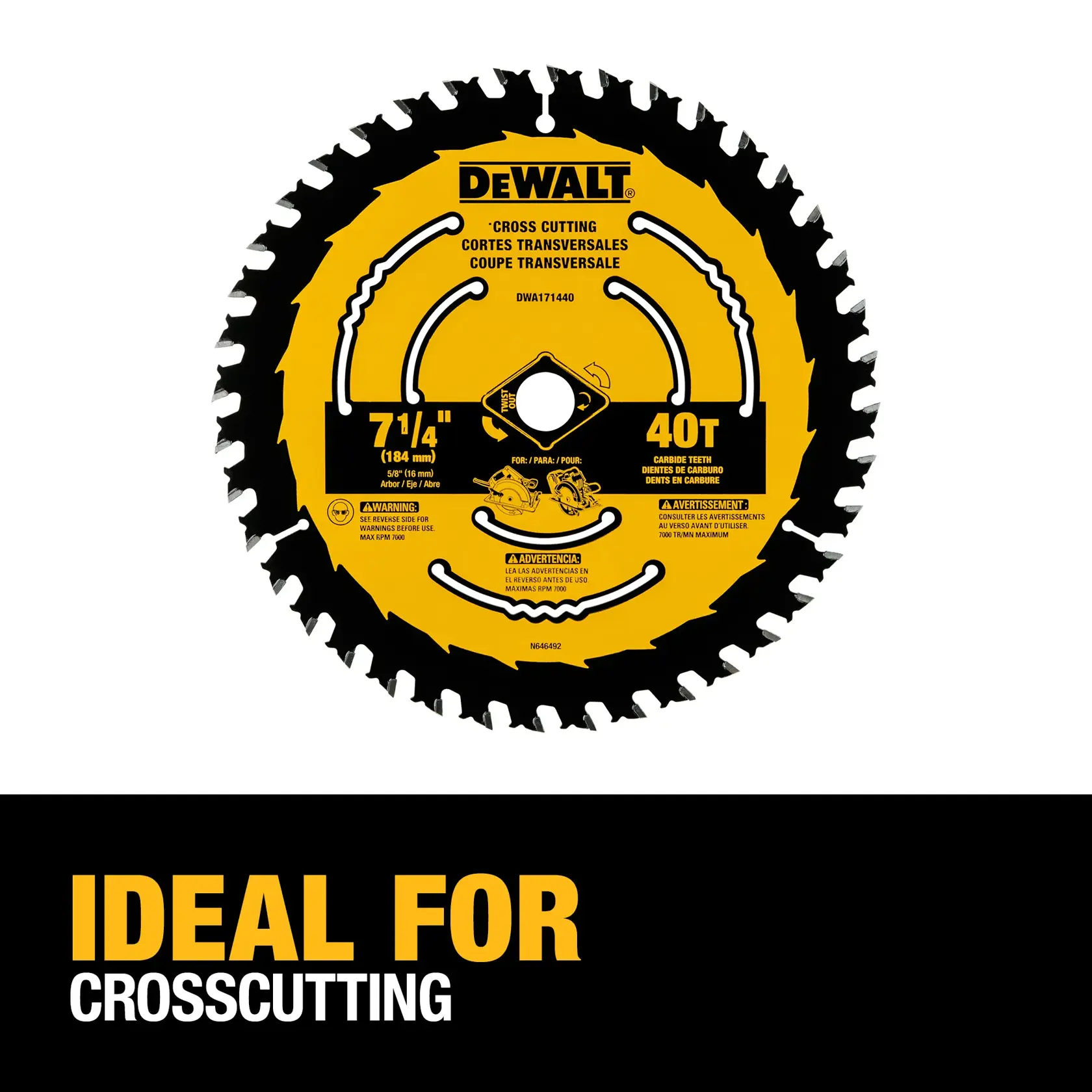 DEWALT® 7-1/4-in. Carbide Circular Saw Blade 40 Tooth with 5/8 in Arbor