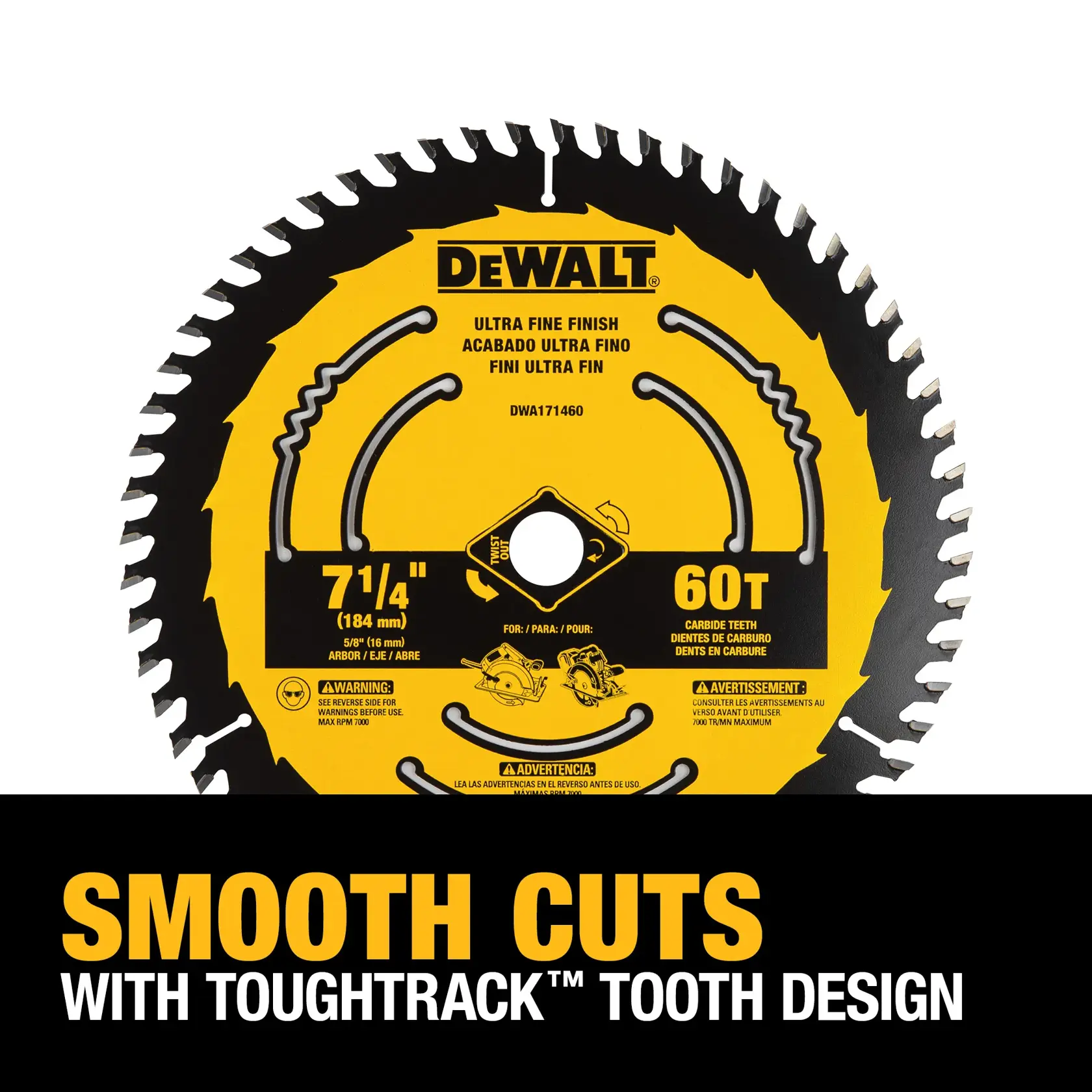 DEWALT® 7-1/4-in. Carbide circular saw blade 60 tooth with 5/8 in arbor