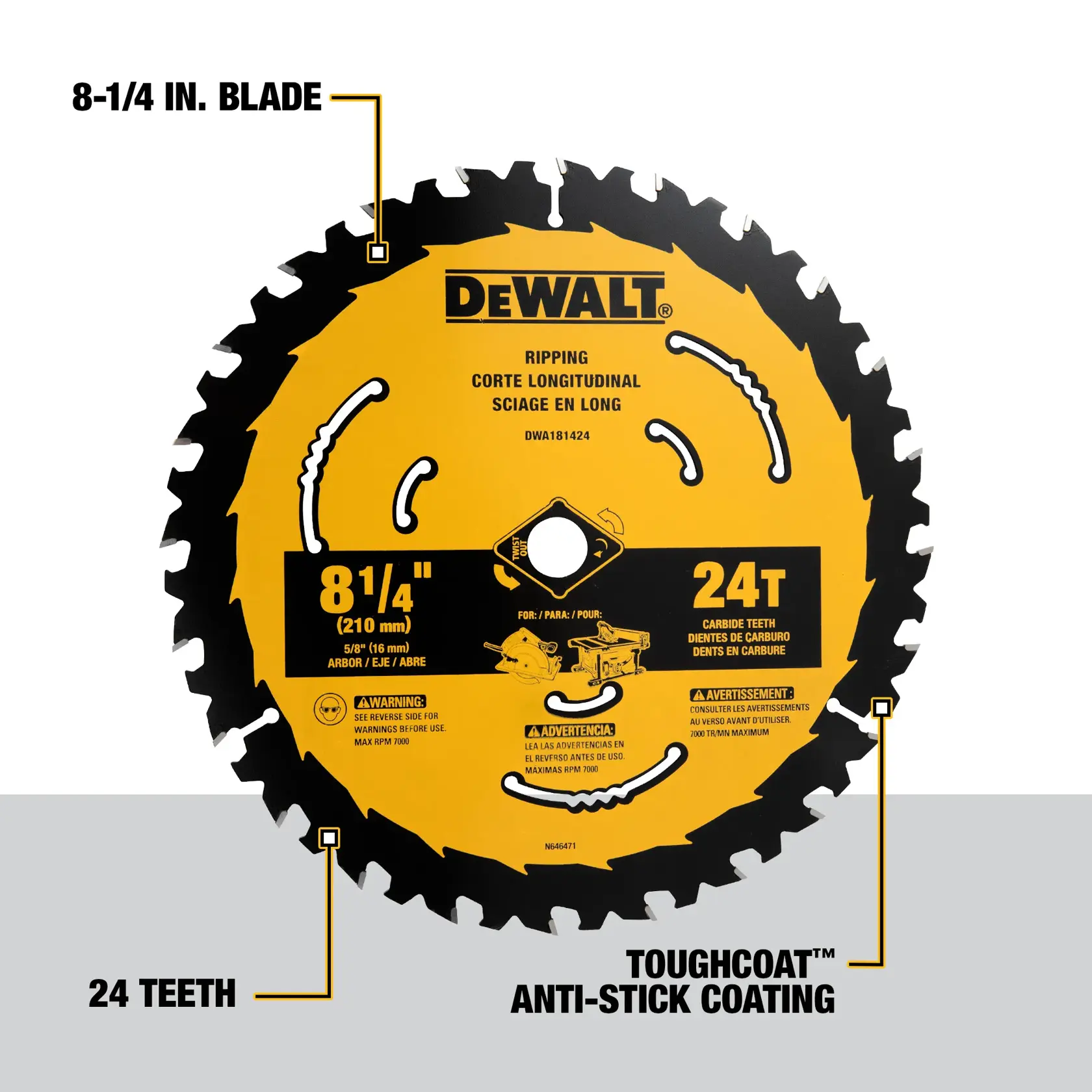 DEWALT® 8-1/4-in. 24T Circular Saw Blade