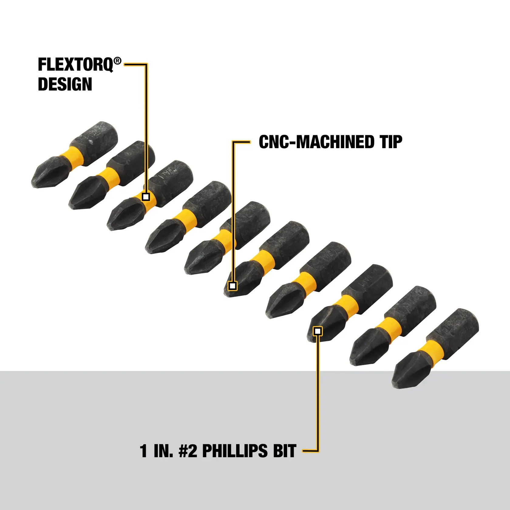 DEWALT® FLEXTORQ® IMPACT READY® 1-in. #2 Phillips Screwdriving Bit (10-Pack)