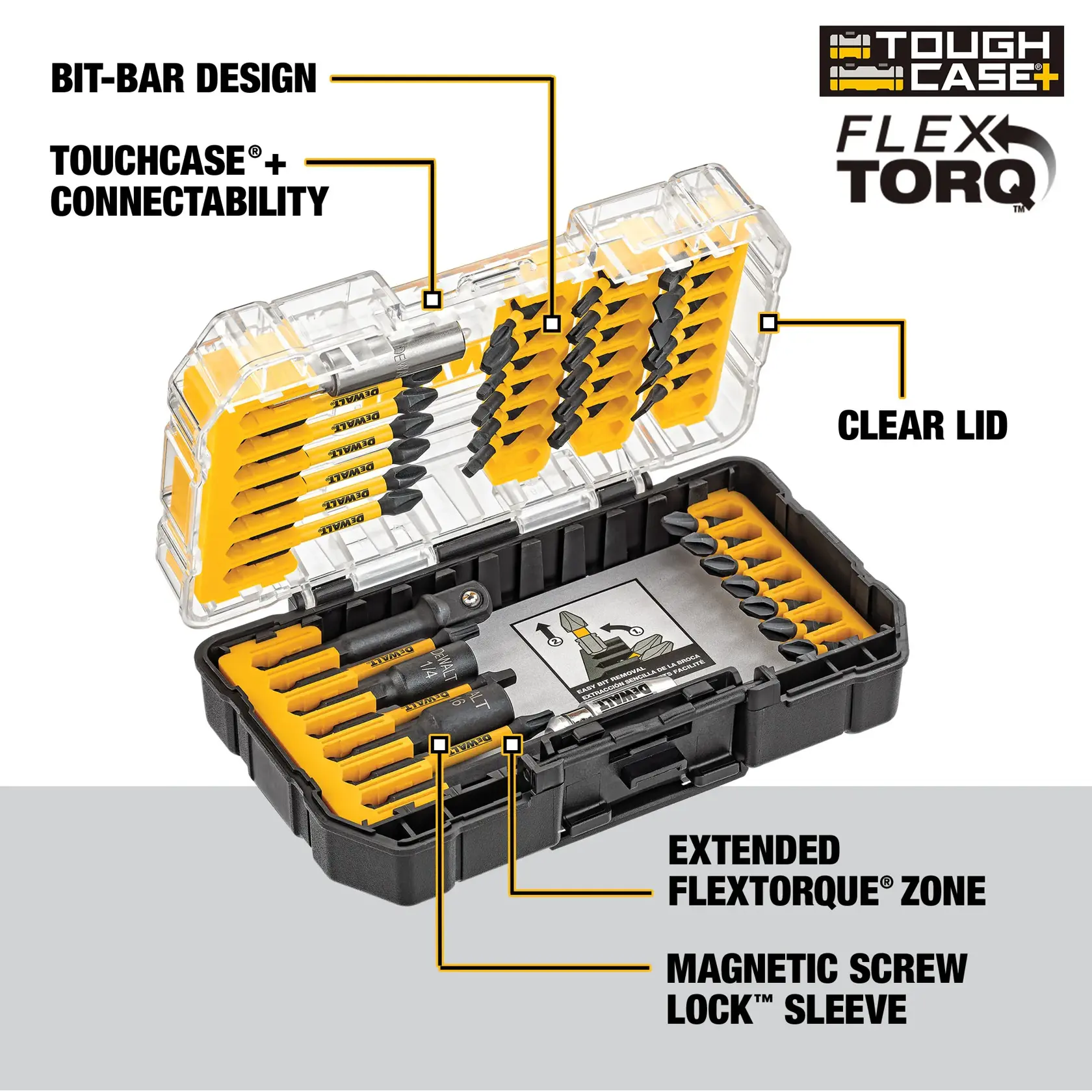 DEWALT® FlexTorq IMPACT READY Screwdriving Bit Sets with ToughCase+ System