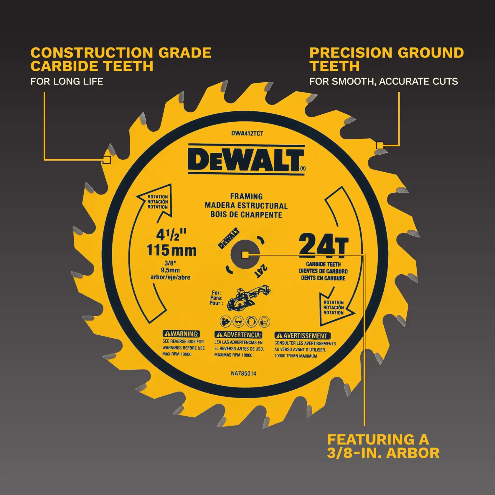 4 and a half inches Fiber Cement Cutting Circular Saw Blade with Saw being used to slice a wooden plank.