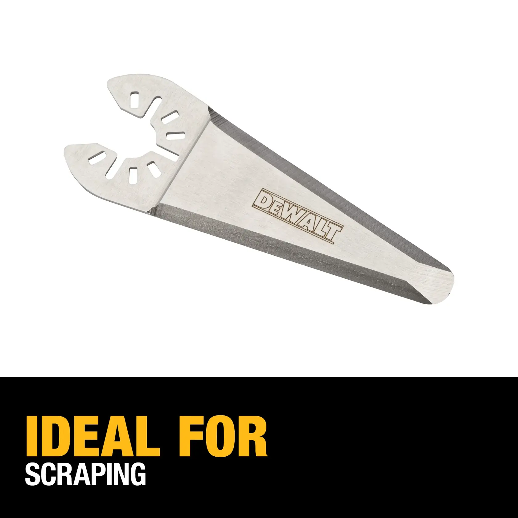 DEWALT oscillating tool scraping blade DWA4232, shown against a white background above text that reads 'Ideal for scraping'.