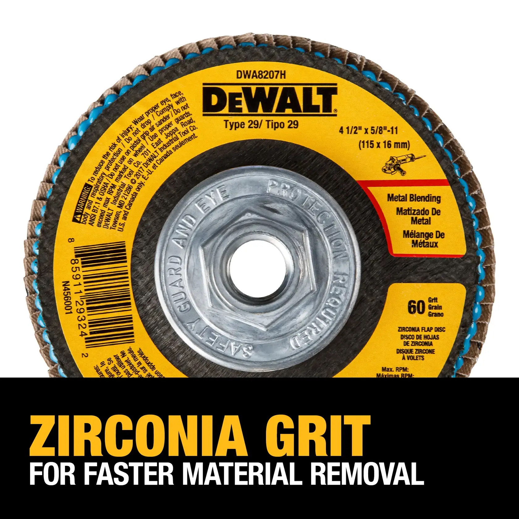 DEWALT® 4-1/2-in. x 5/8-in.-11 T29 Flap Disc (60 Grit)