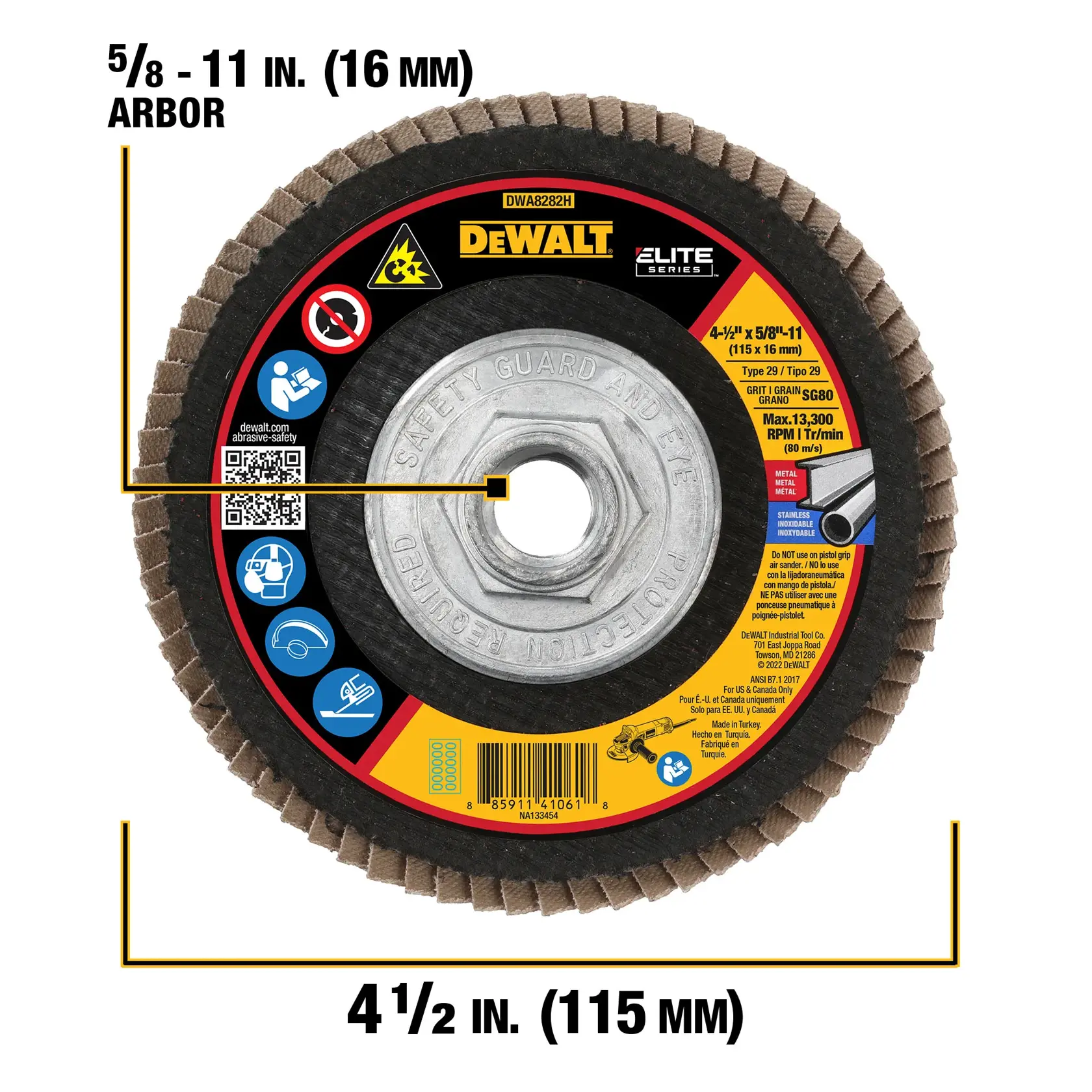 DEWALT® Flap Disc with 5/8-11 in. diameter and 4 1/2 in. thickness