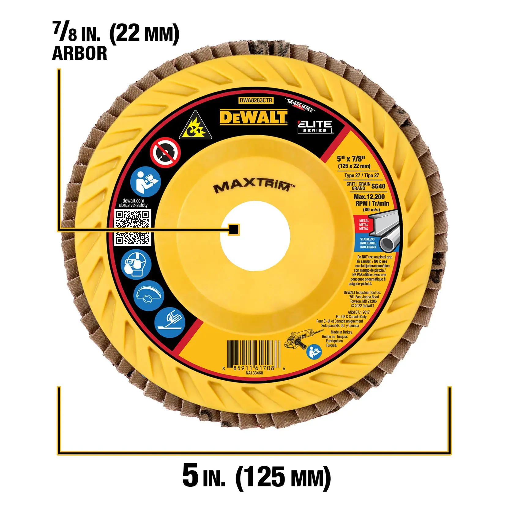 DEWALT® Flap Disc with 7/8 in. diameter and 5 in. thickness