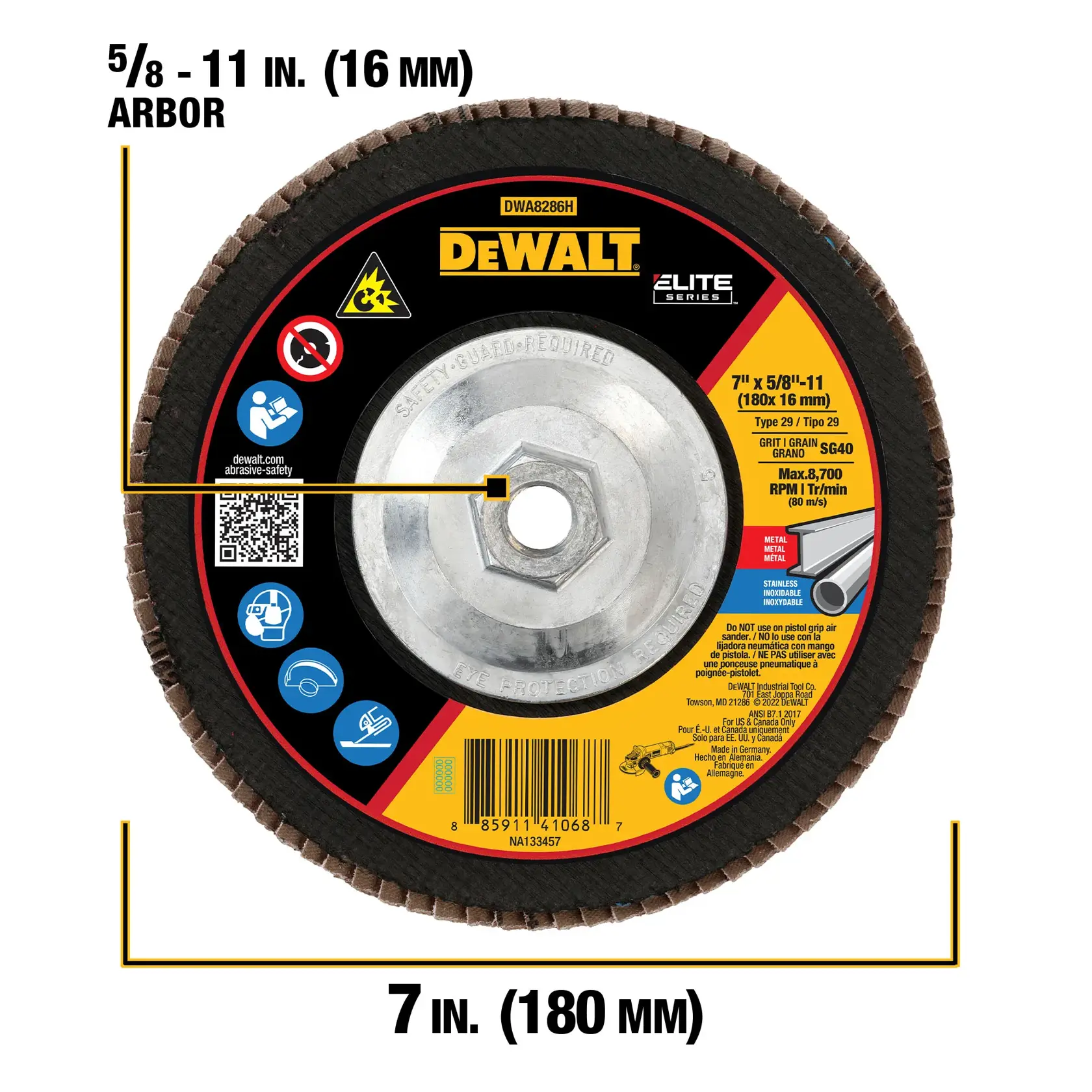 DEWALT® Flap Disc with 5/8-11 in. diameter and 7 in. thickness