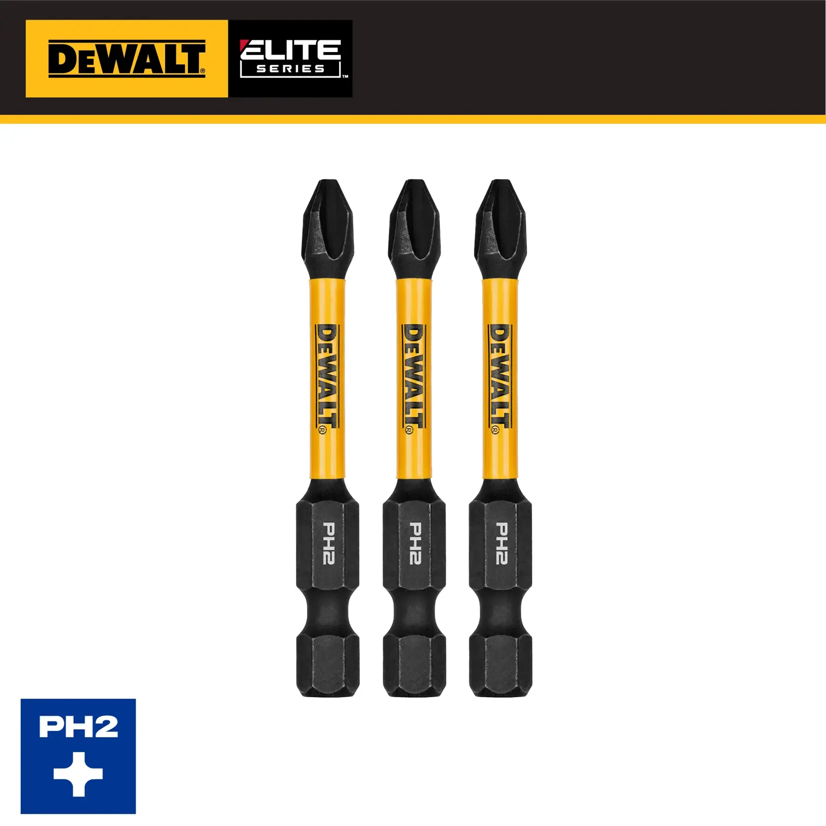 DEWALT ELITE SERIES 3PC 2.24IN BITS FOR PH2 graphic