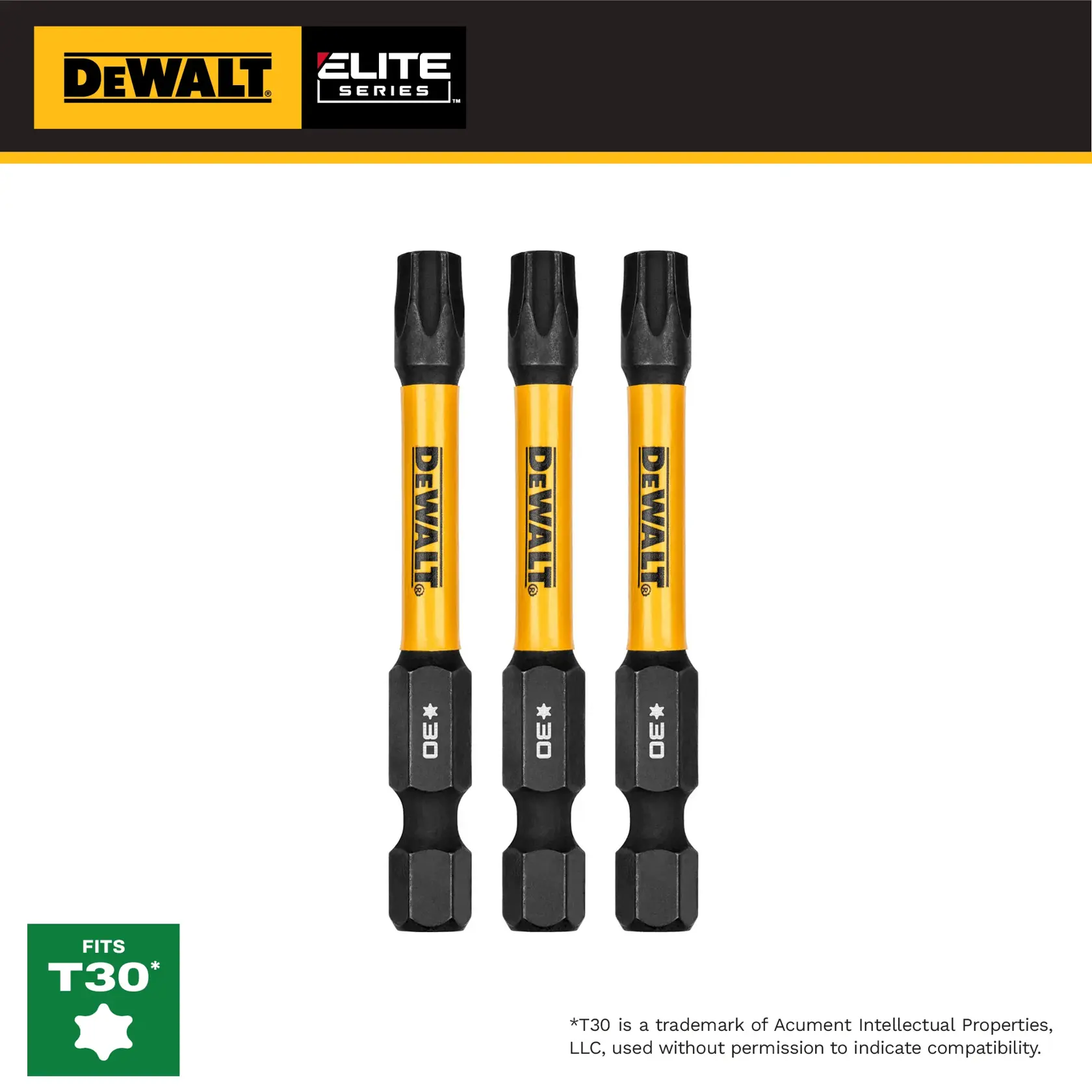 DEWALT ELITE SERIES 3PC 2.25IN BITS FOR T30 graphic