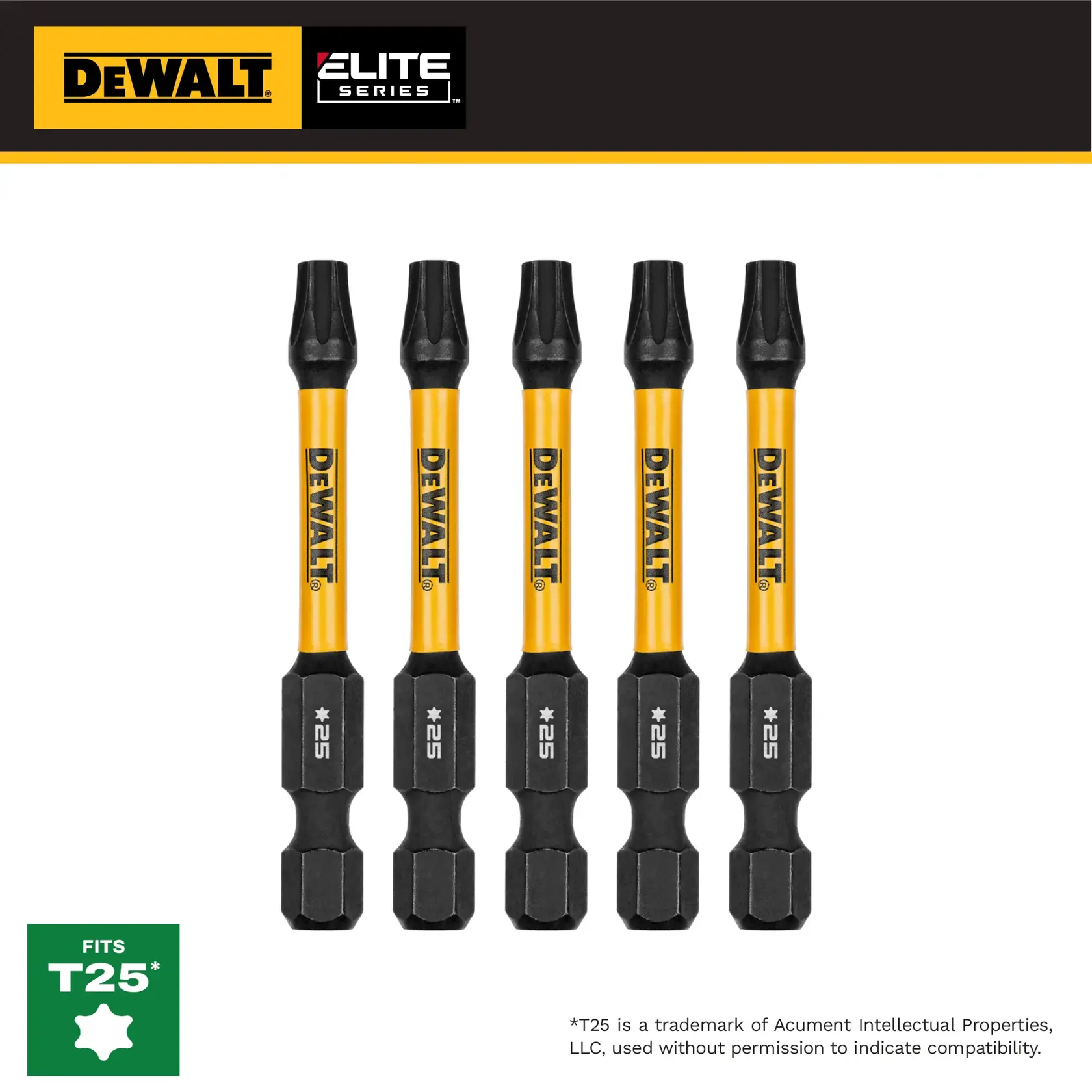DEWALT ELITE SERIES 5PC 2.25IN BITS FOR T25 graphic