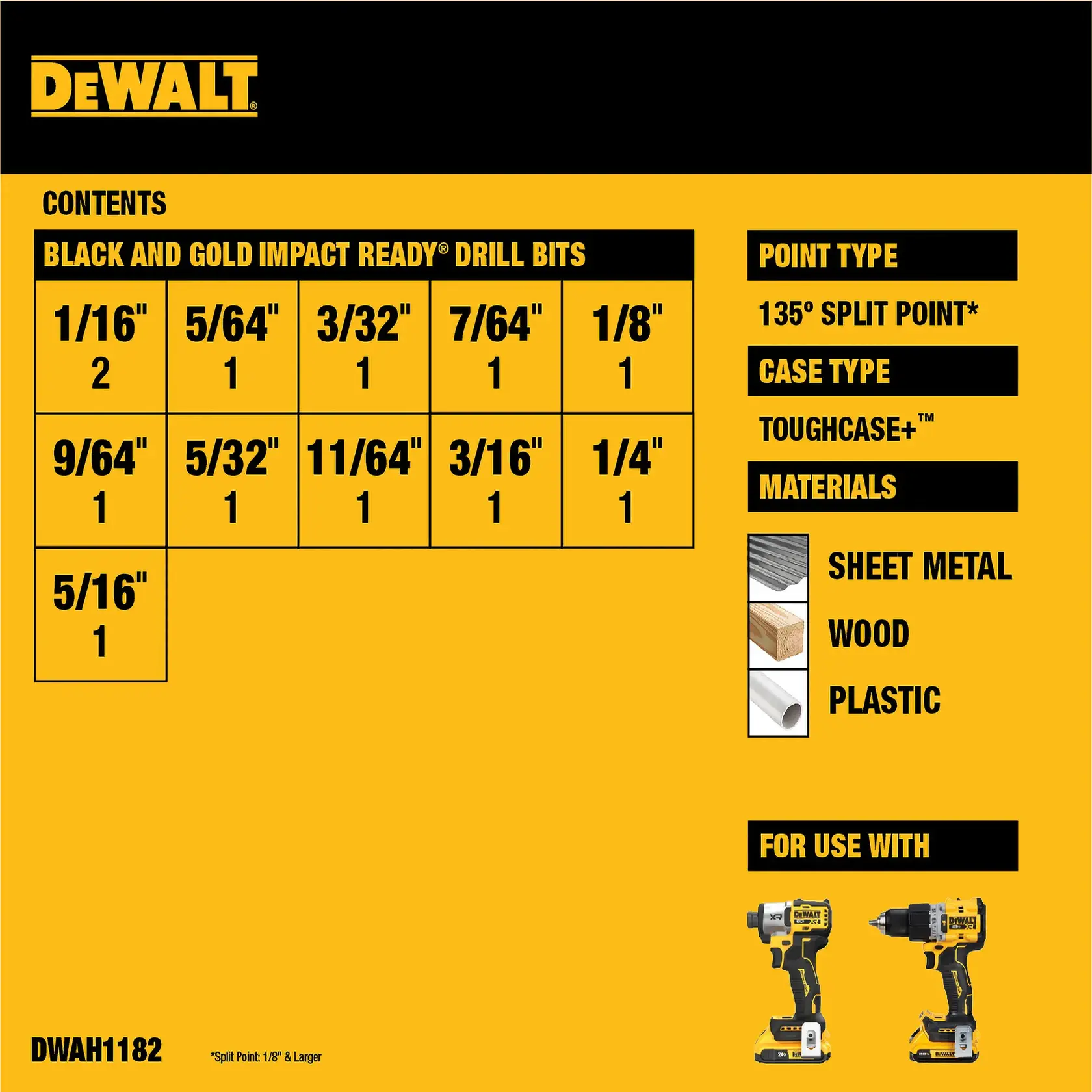 DEWALT® Black and Gold IMPACT READY® Metal Drill Bit Set (12-pc.)