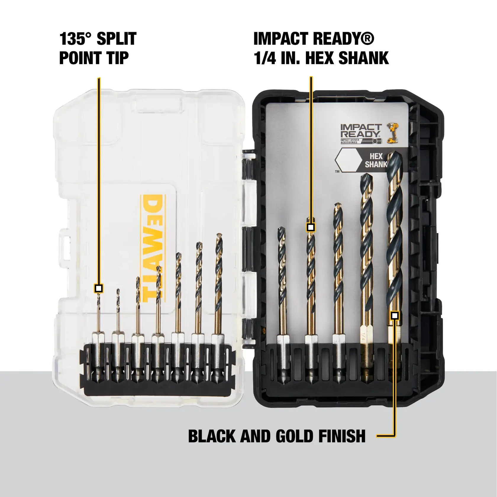 DEWALT® Black and Gold IMPACT READY® Metal Drill Bit Set (12-pc.)