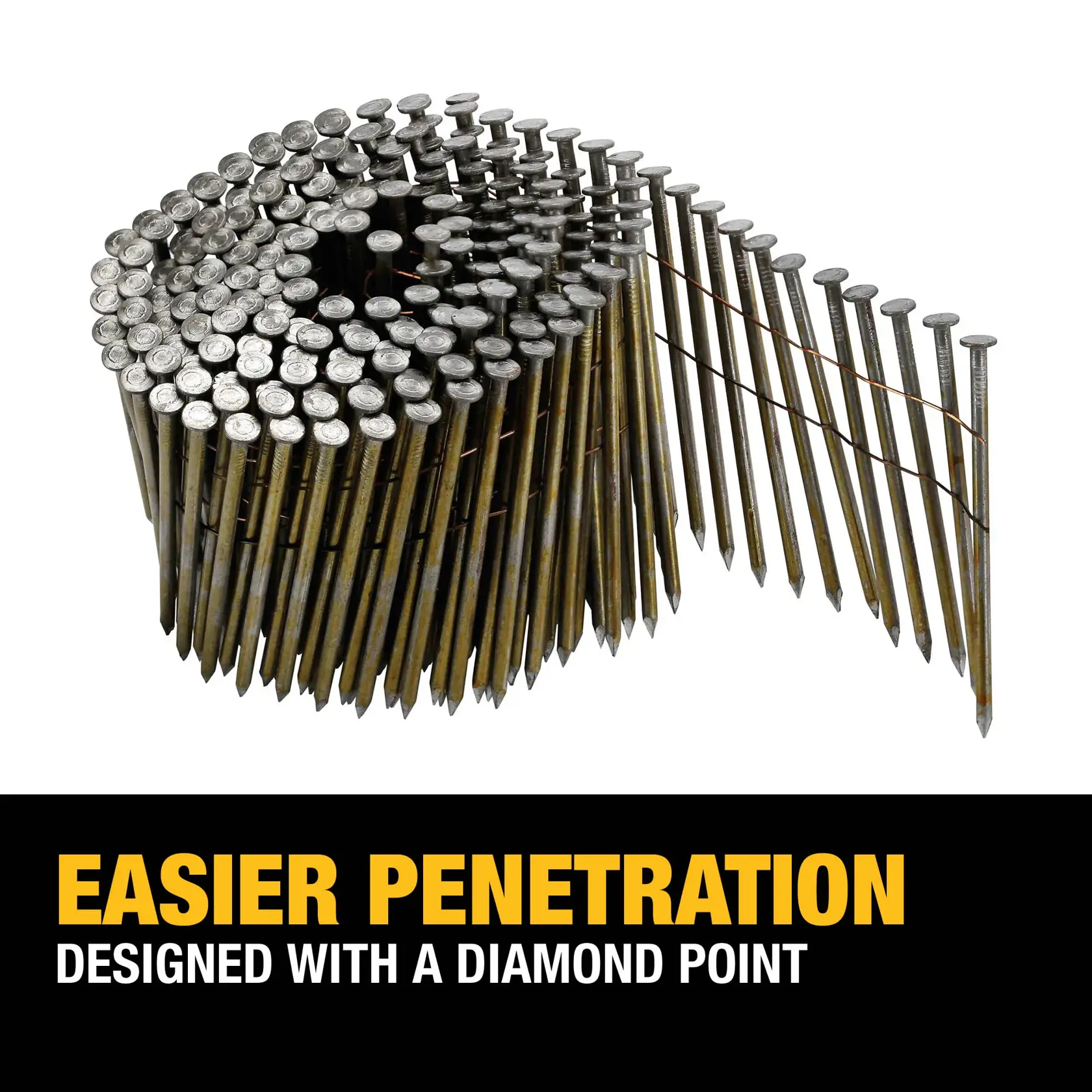 These nails are designed with a diamond point for easier penetration graphic