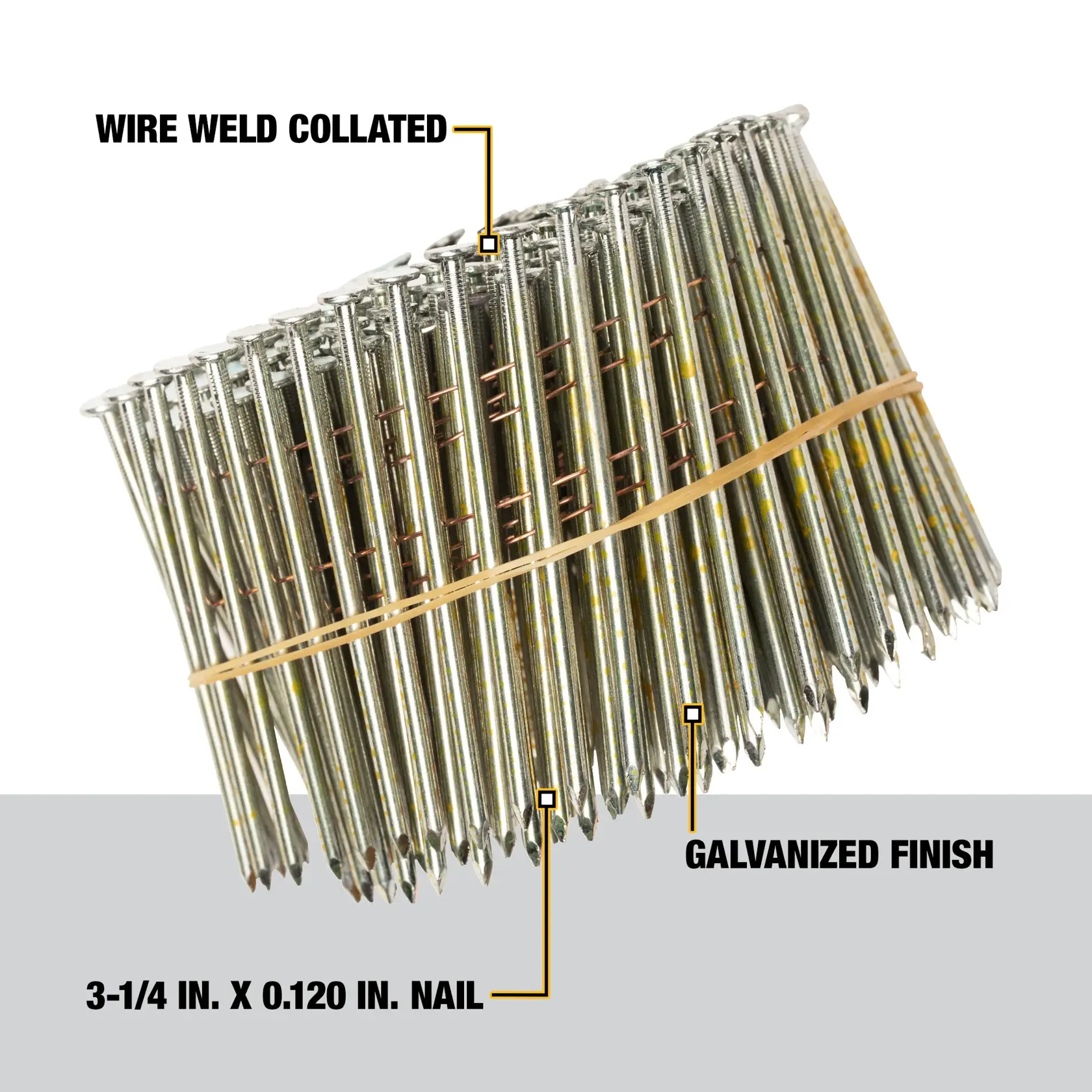 DEWALT® 3-1/2-in. x 0.120-in. 15 Degree Smooth Galvanized Coil Nails (2700-Pack)