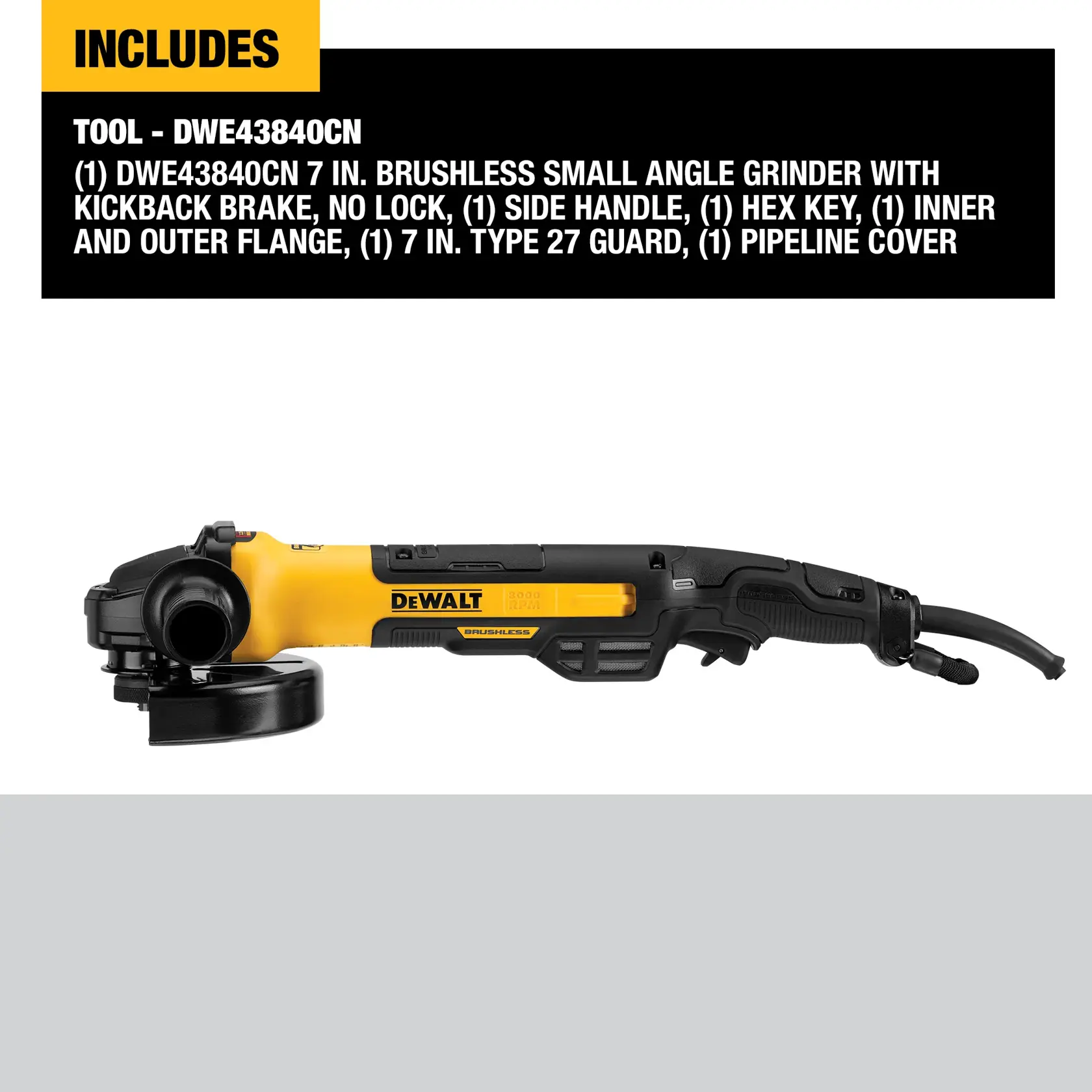 A person wearing safety gear operates a DEWALT angle grinder, cutting metal and producing sparks in an industrial workshop.