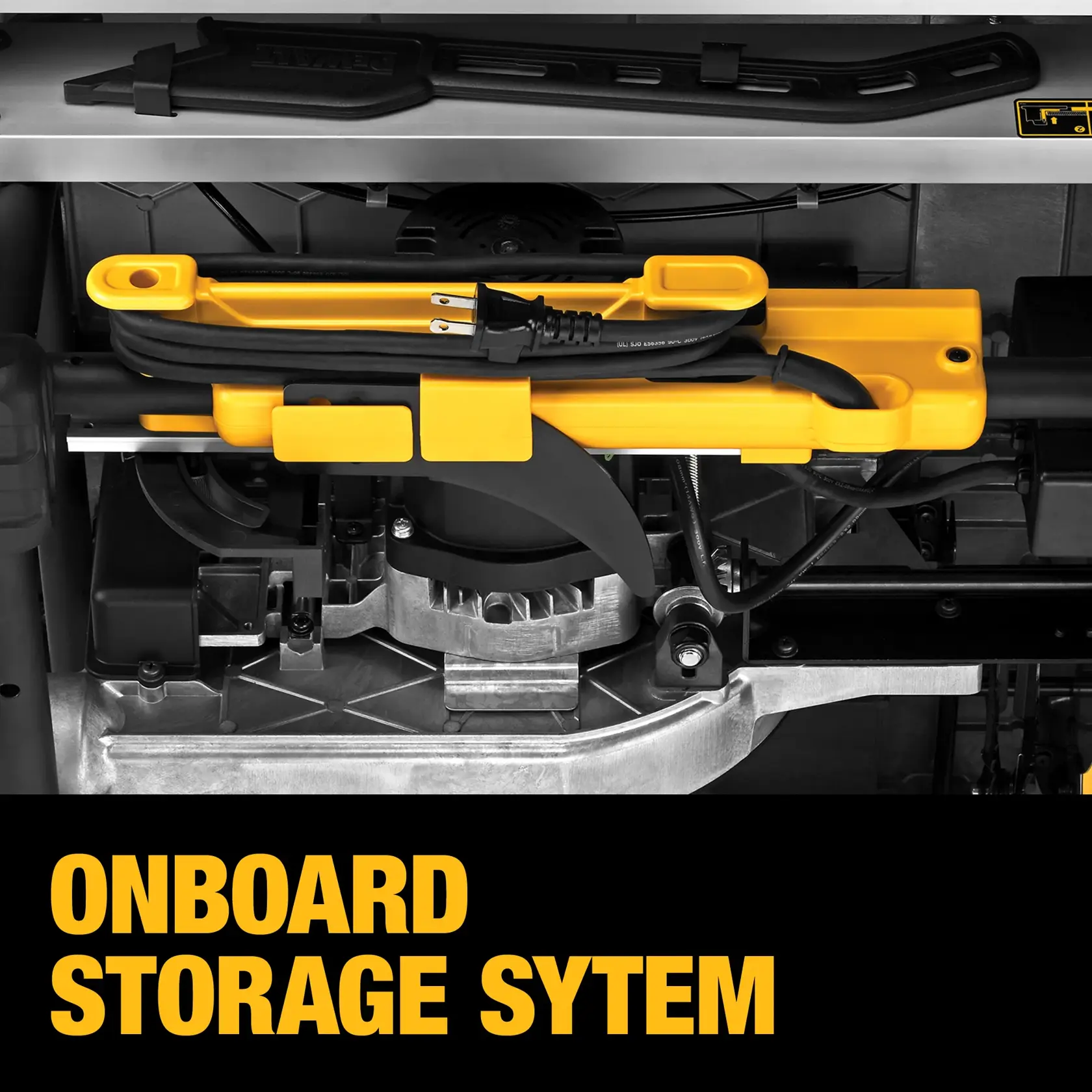 10 inch Jobsite table saw  32 and half inch rip capacity and a rolling stand cutting wooden sheet.