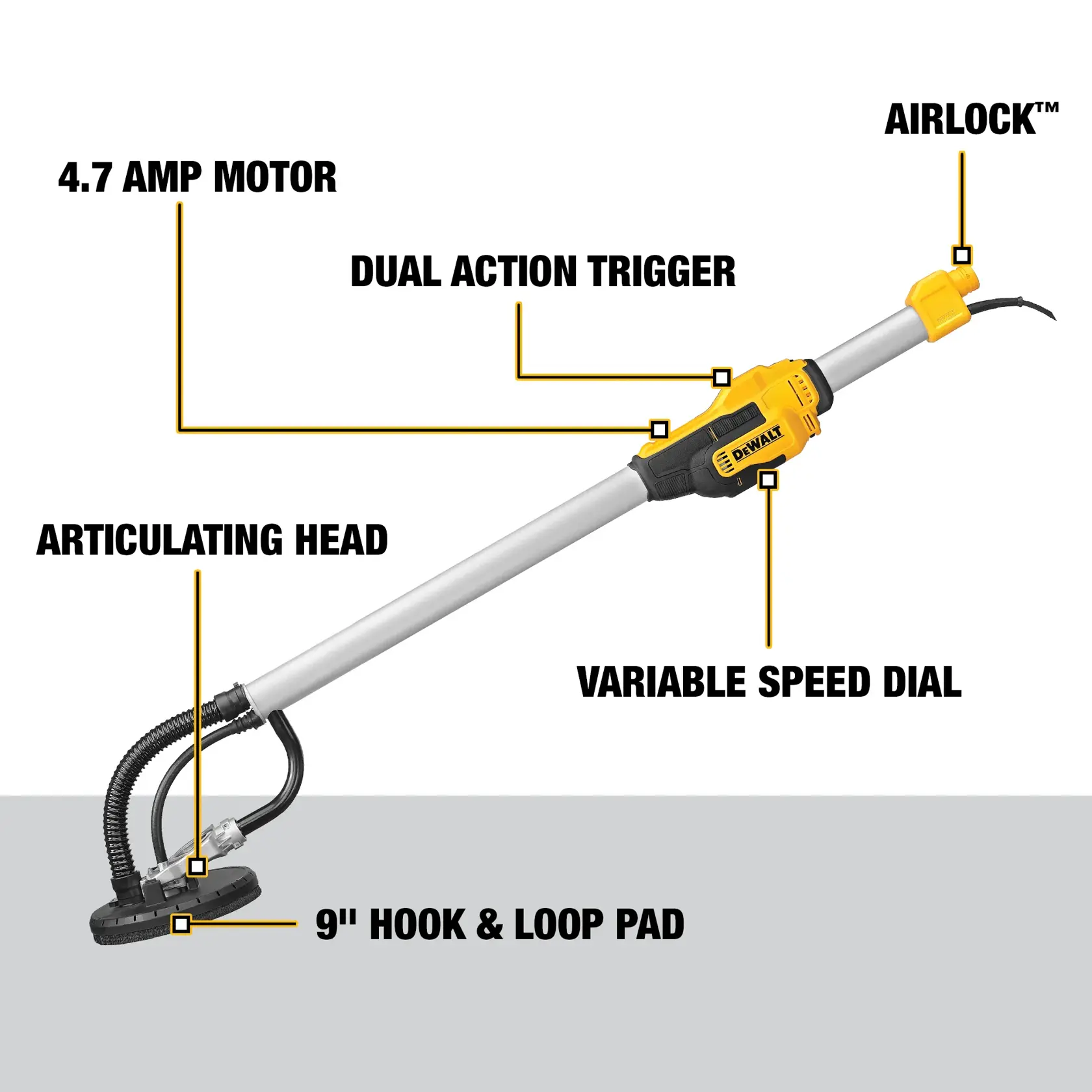 Electric drywall sander polishing wall.rn
