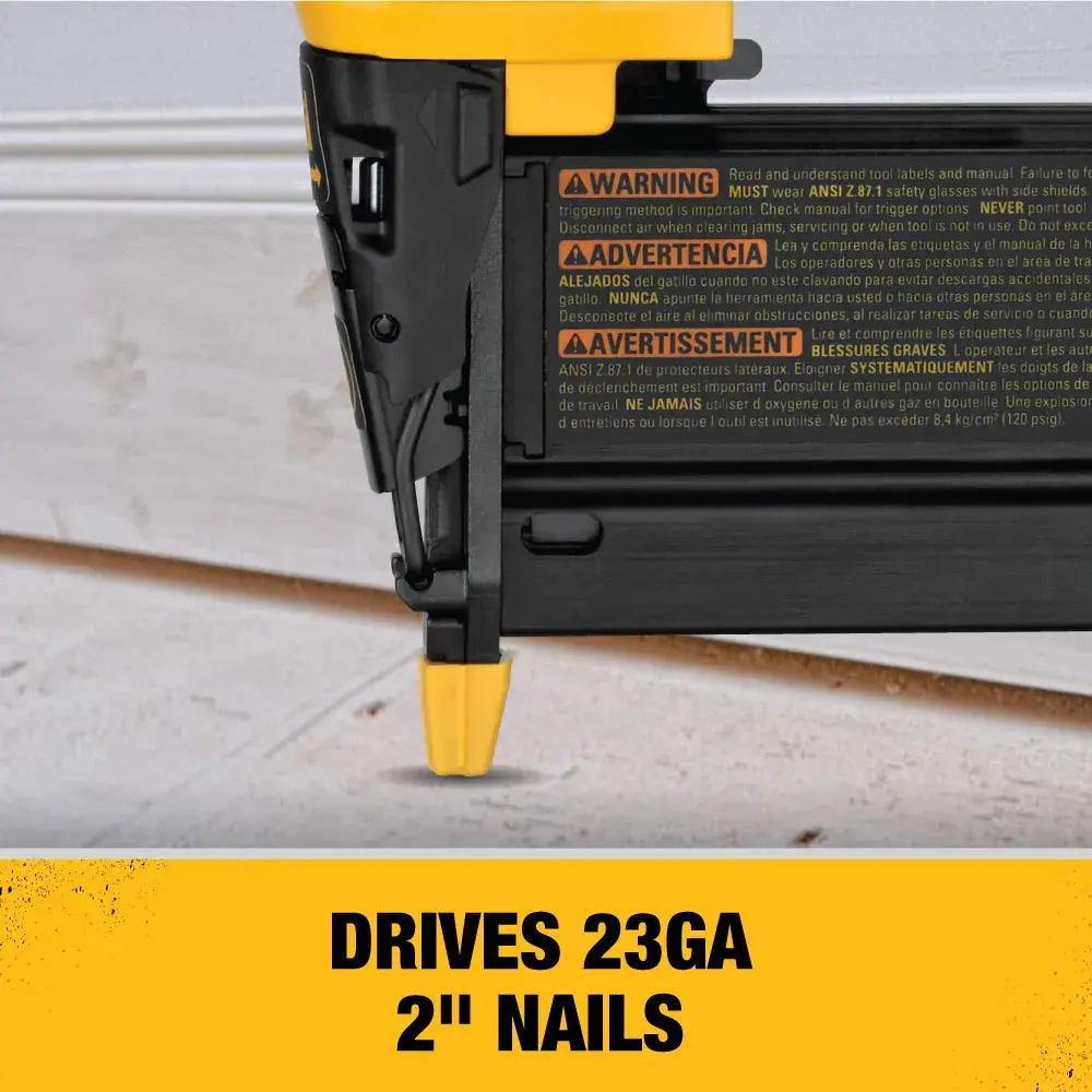 23 gauge pin nailer being used by a person to fasten nails.