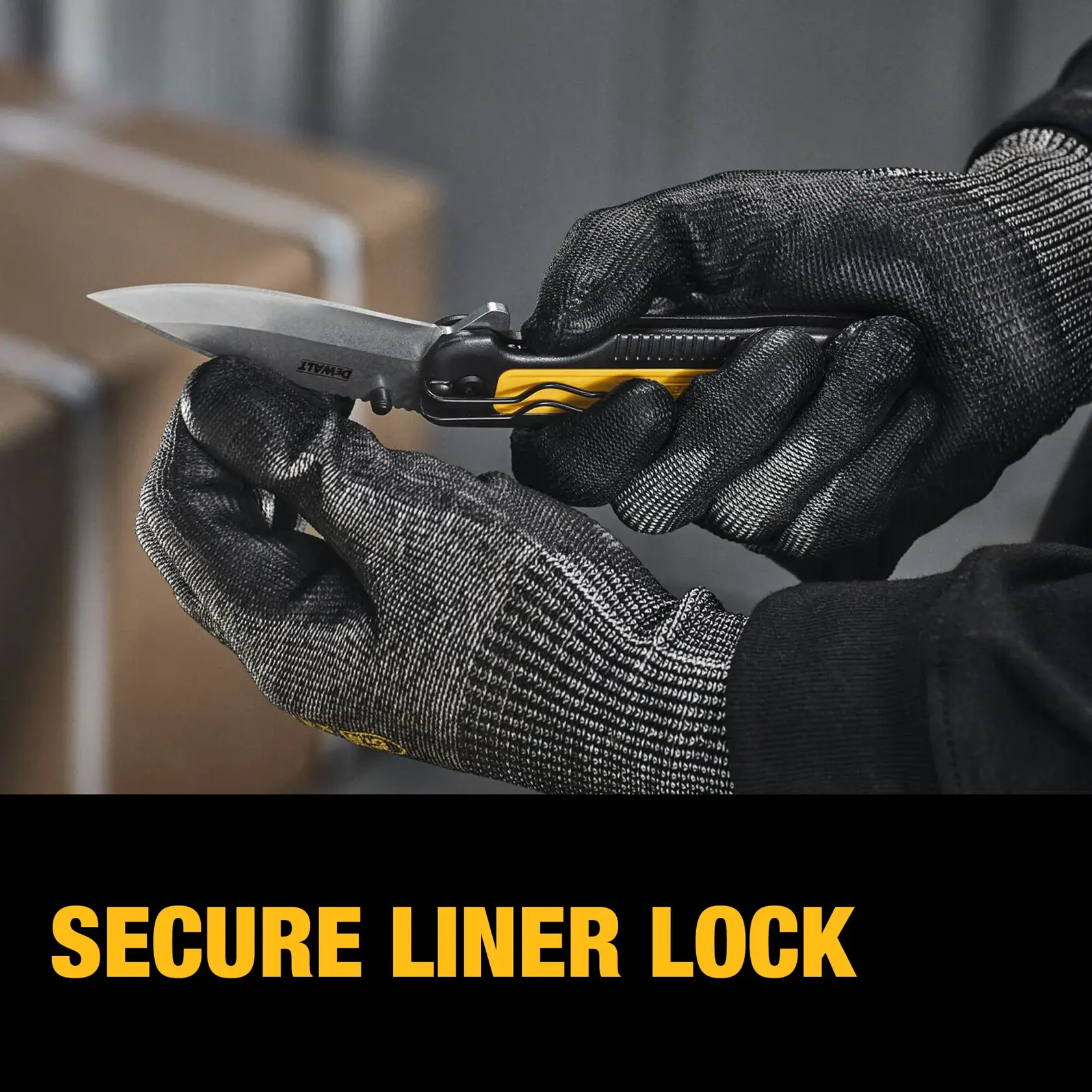 End user closing blade of DEWALT® DWHT10993 Drop Point Pocket Knife graphic