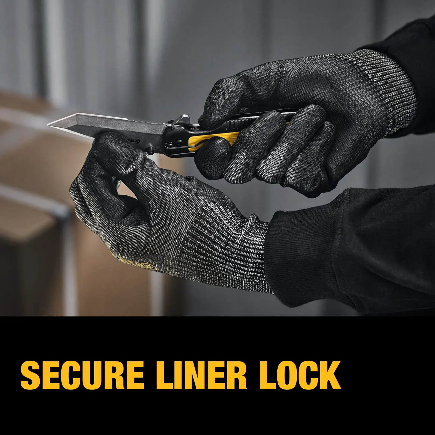 End user closing blade of DEWALT® DWHT10994 Tanto Pocket Knife graphic