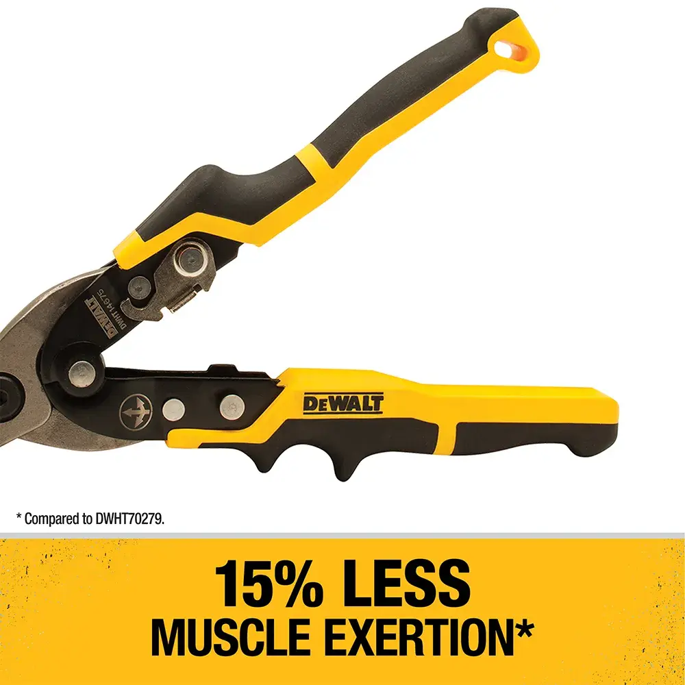 1 inch Straight Cut Aviation Snip being used by worker to cut aluminum sheet metal.