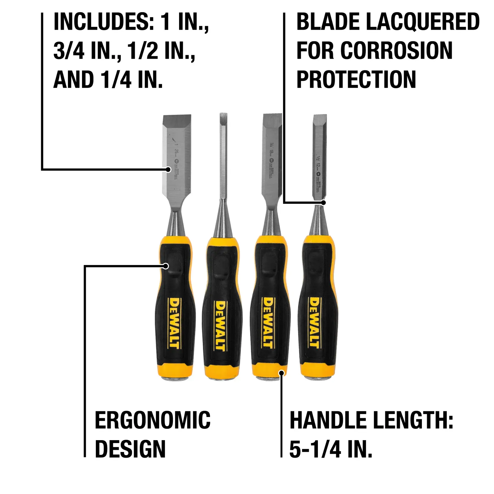 DEWALT® Wood Chisel Set (4-Piece)