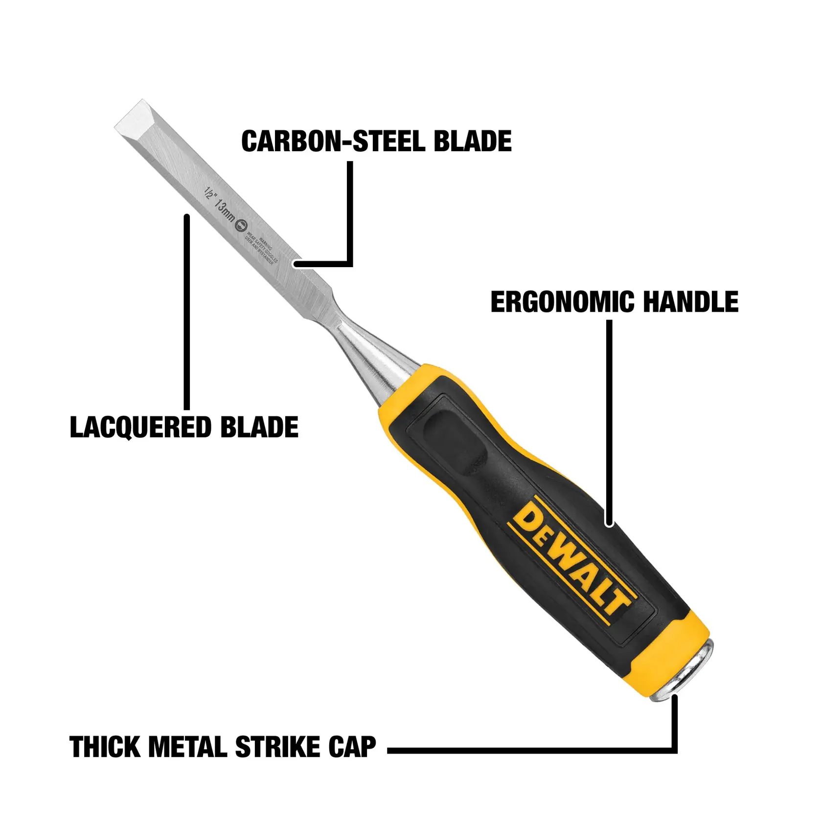 DEWALT 1/2 in. Wood Chisel product walk-around graphic