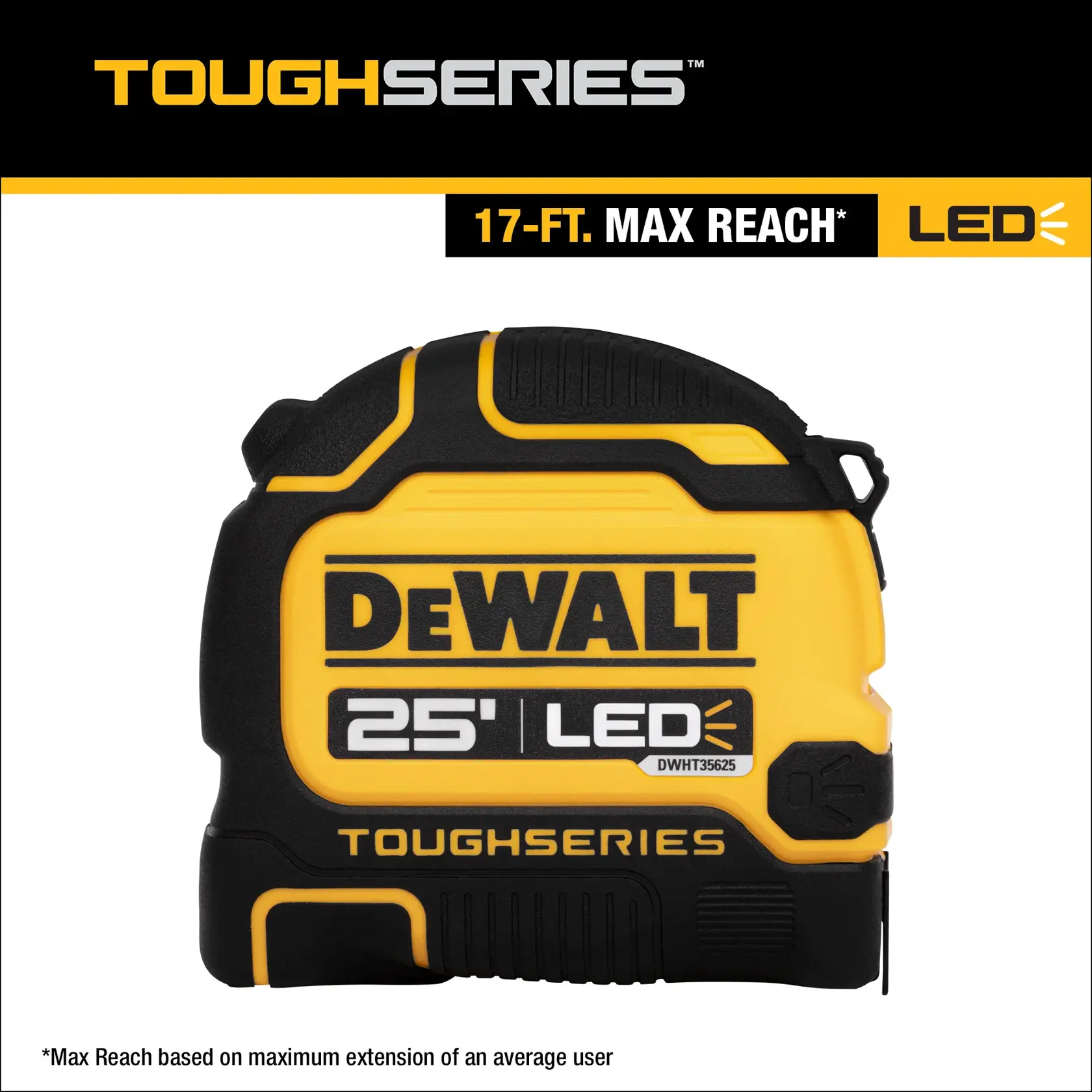 TOUGHSERIES(™) Lighted Tape; 17-feet Max ReachrnMax reach based on maximum extension of an average user  
