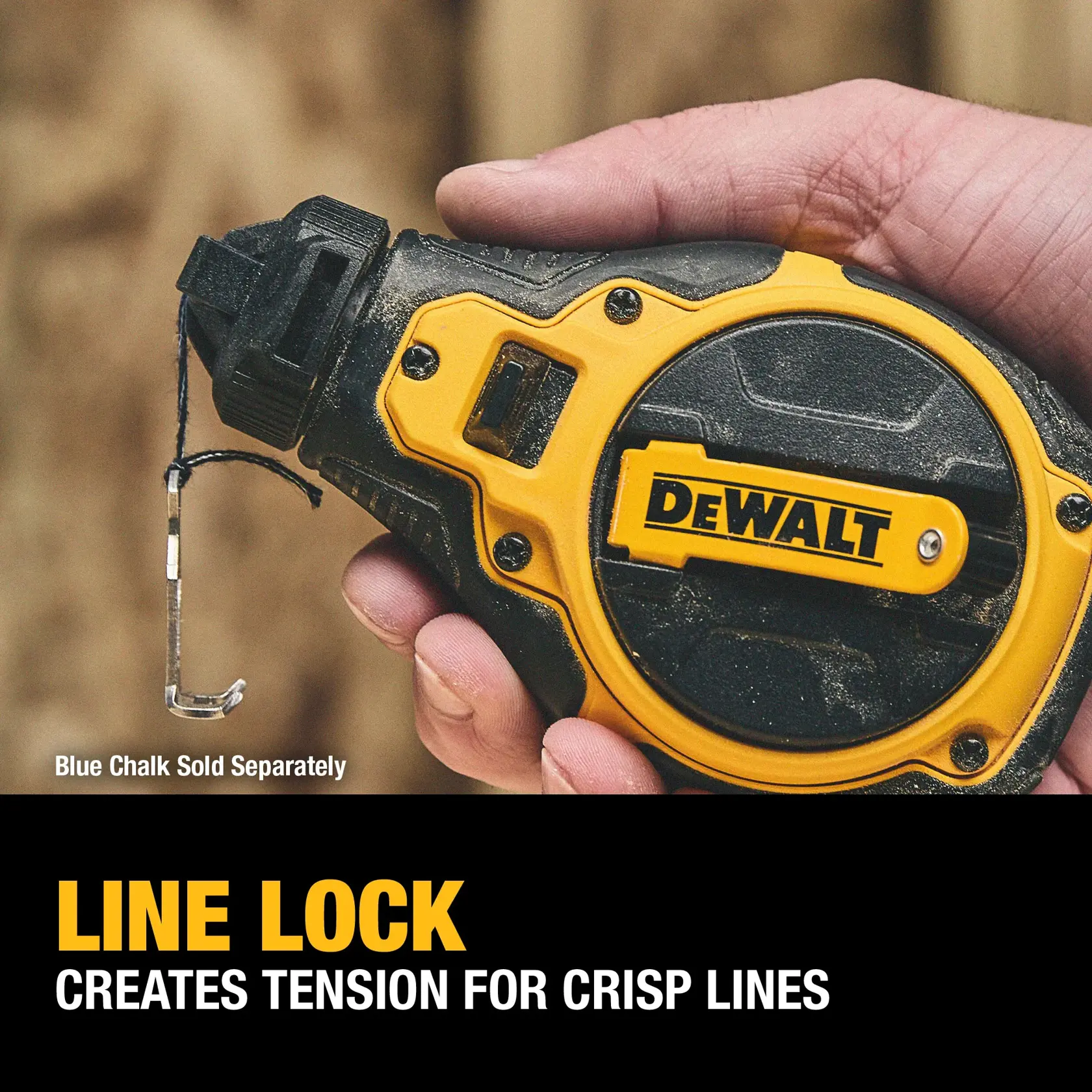 Carousel graphic of the line lock on the DEWALT® Bi-Material Chalk Reel Kit (Red)