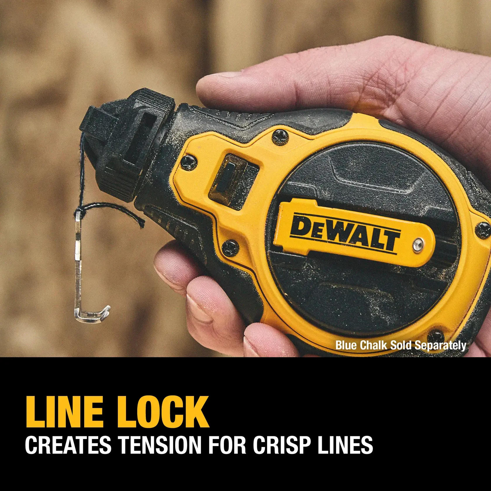 Carousel graphic of the line lock on the DEWALT® Bi-Material Chalk Reel