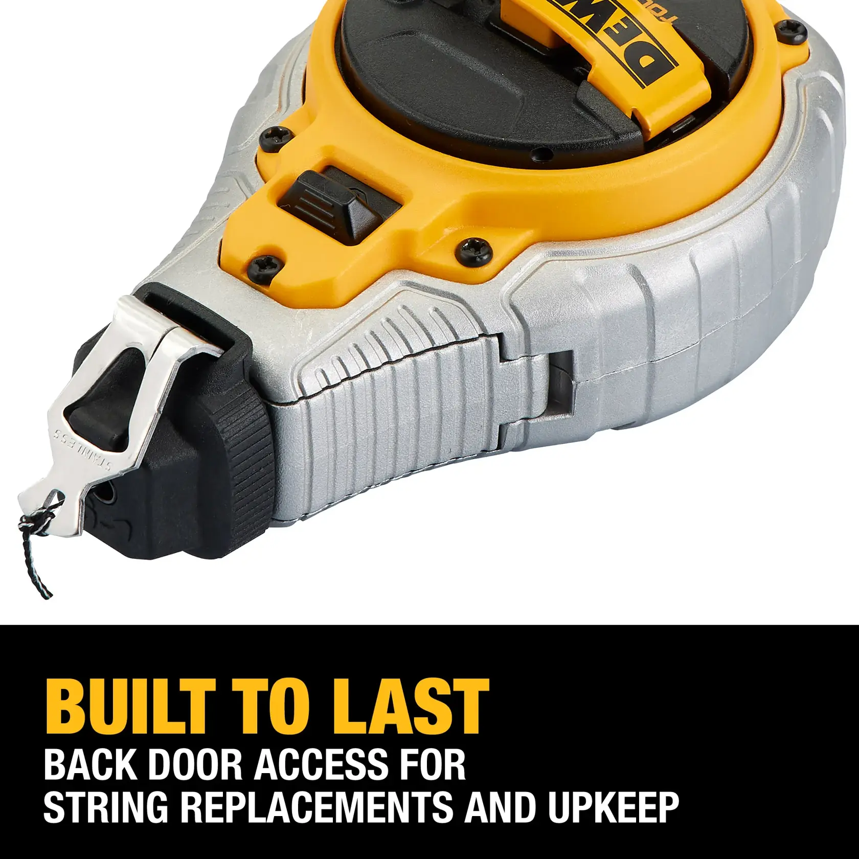 Carousel graphic of built to last on the DEWALT TOUGHSERIES™ Chalk Reel Kit (Red)