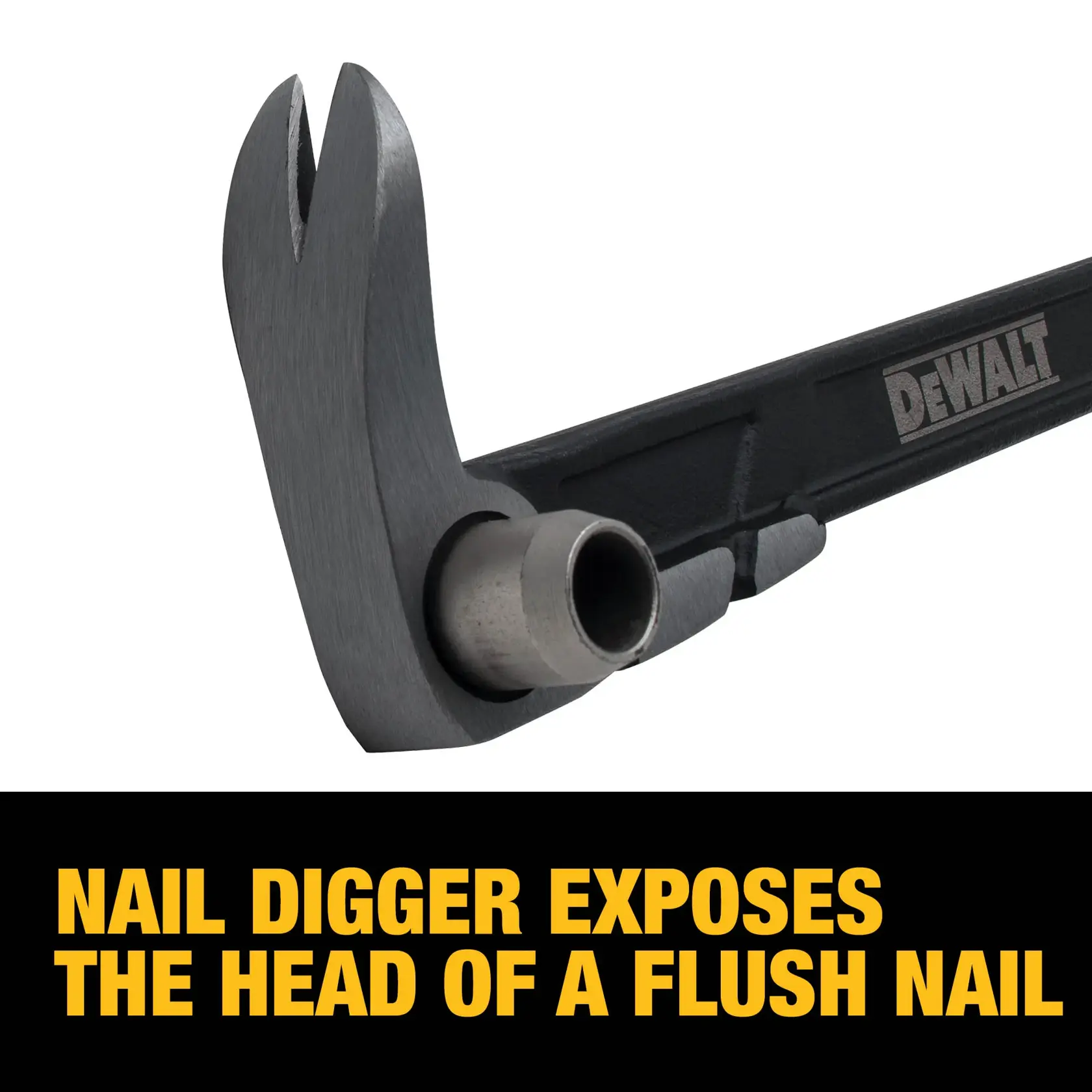 Nail digger exposes the head of a flush nail graphic
