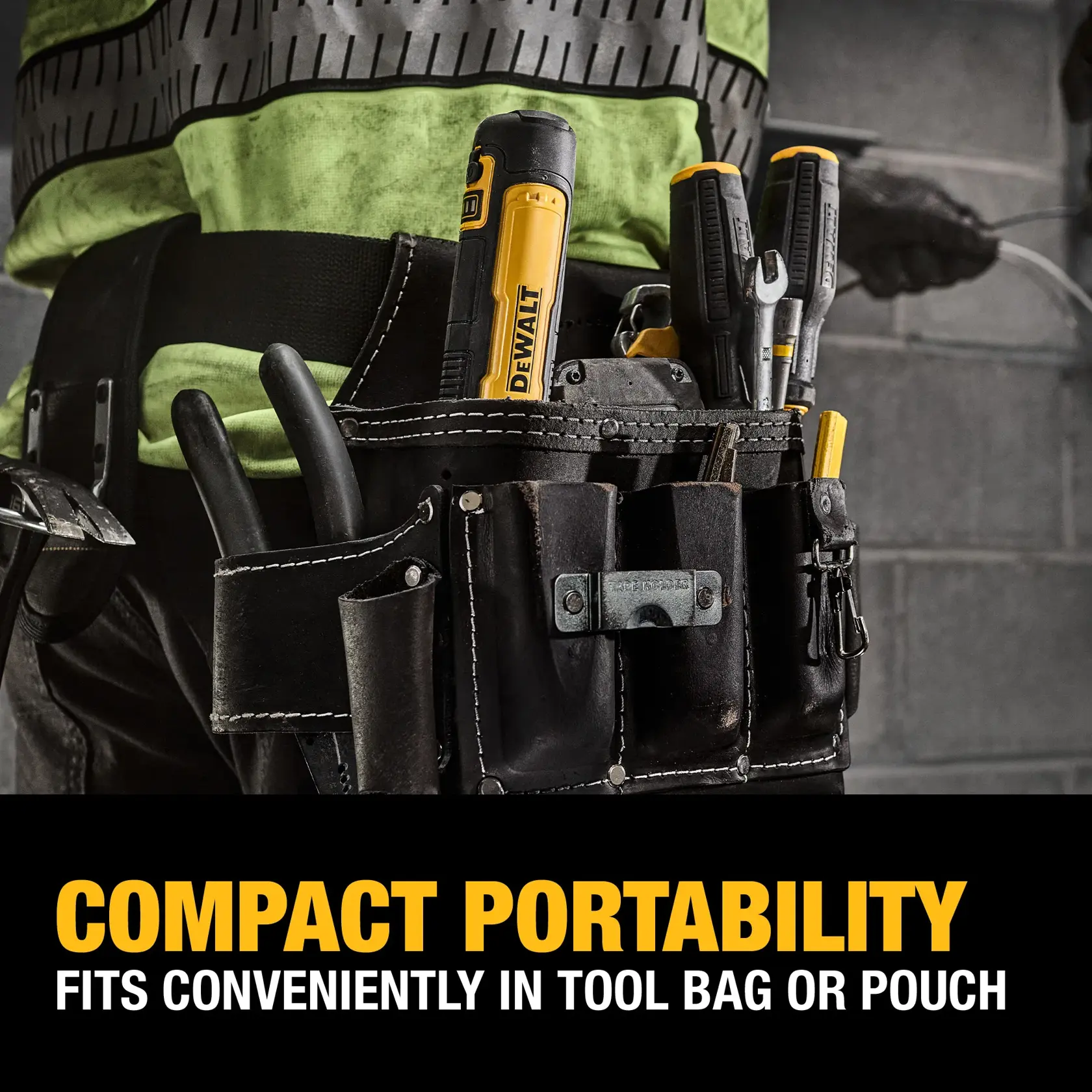 DEWALT® USB Screwdriver in tool pouch graphic