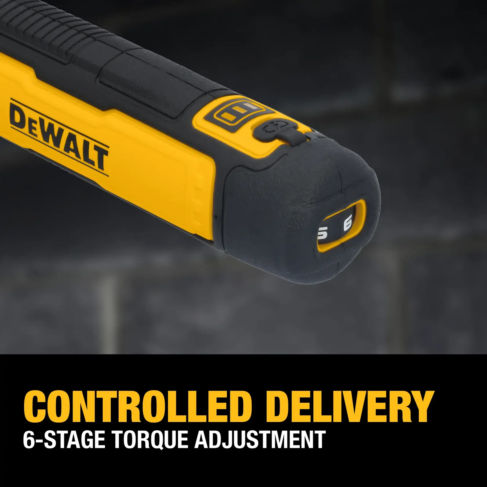 DEWALT® USB Screwdriver zoomed into torque adjustment feature graphic