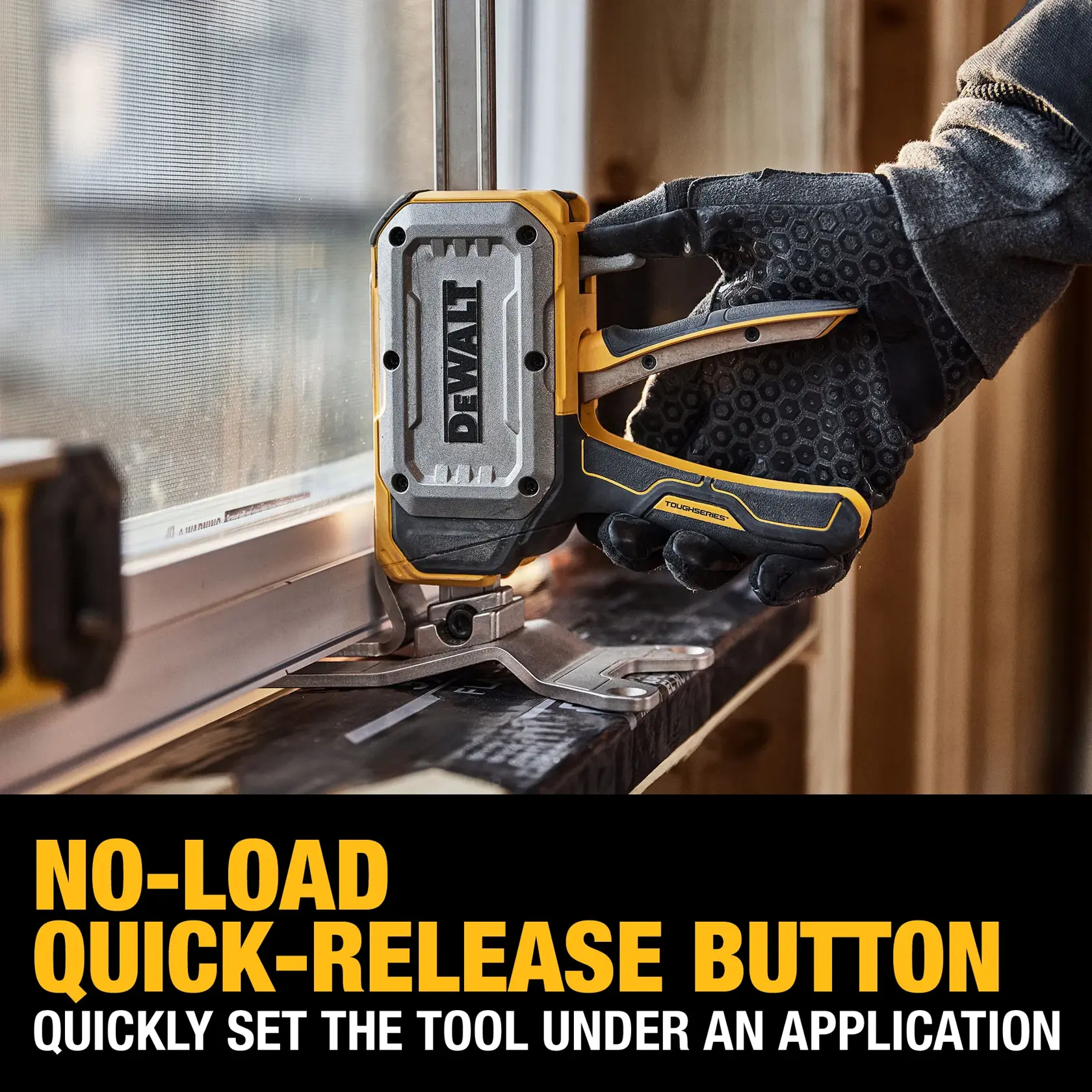DEWALT(R) TOUGHSERIES(TM) Construction Jack zoomed into precision controlled lowering tab graphic