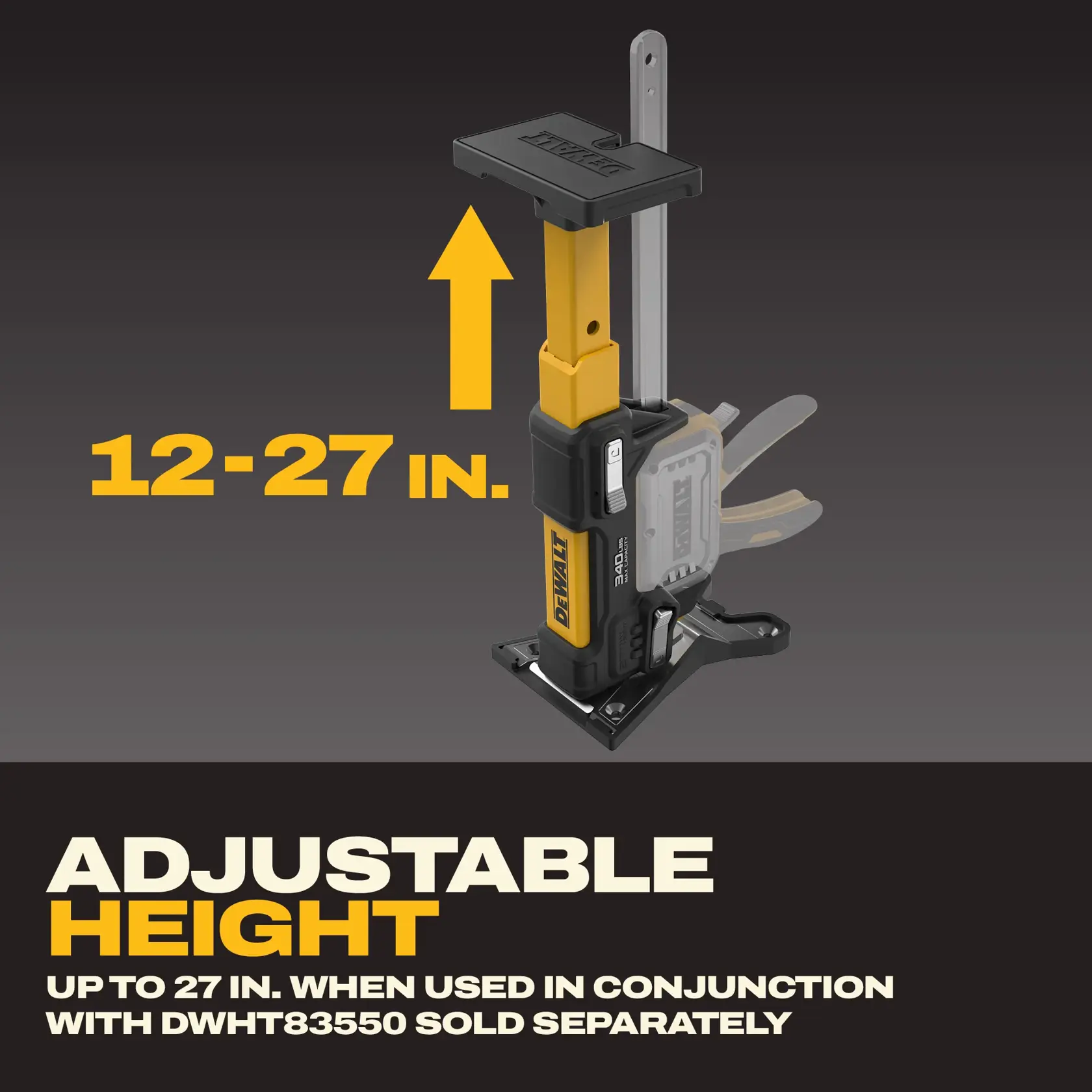 Graphic of the Adjustable Height on the TOUGHSERIES™ Construction Jack Extension