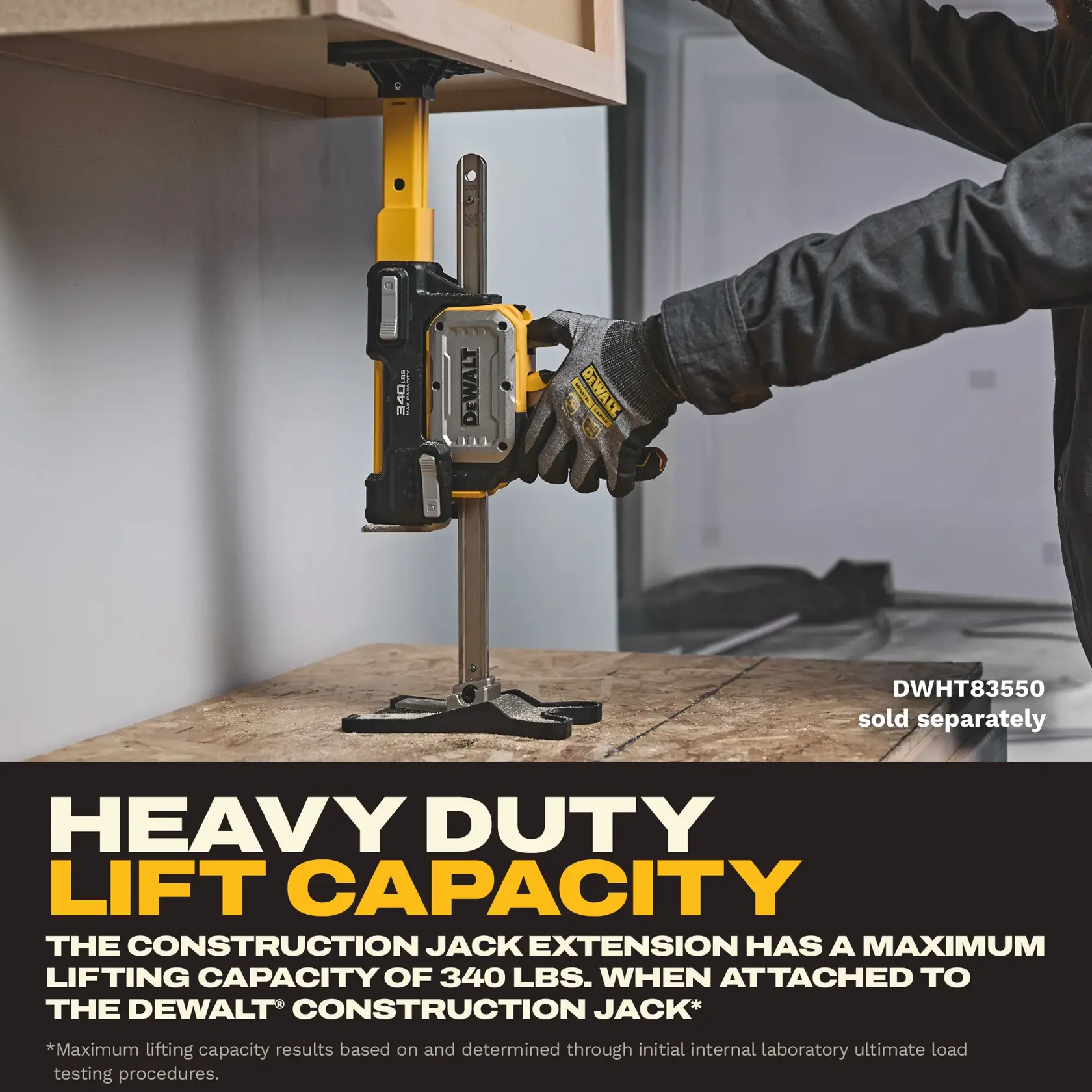 Graphic of the lift Capacity on the TOUGHSERIES™ Construction Jack Extension