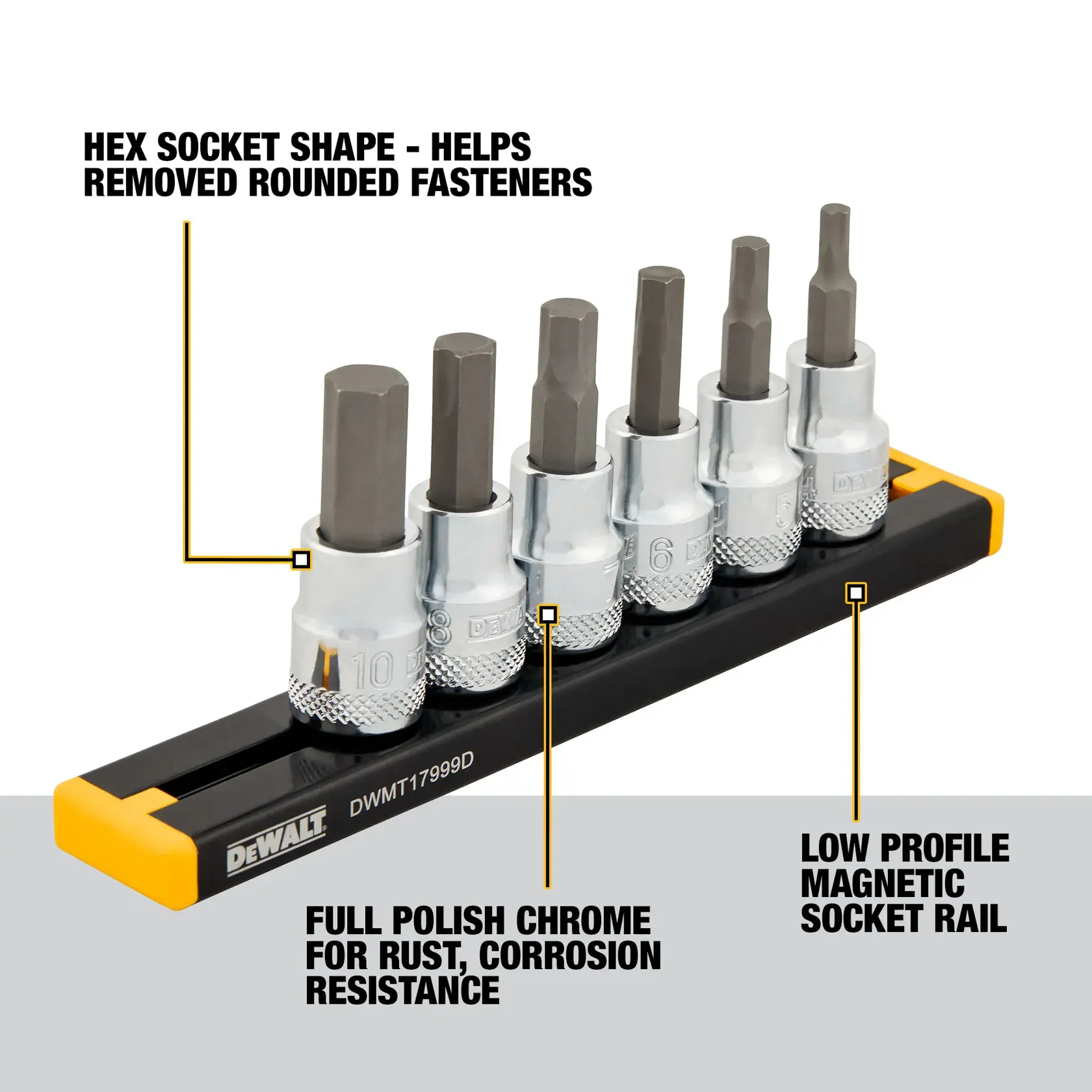 DEWALT® 3/8-in. Drive MM Hex Bit Socket Set (6-pc.)