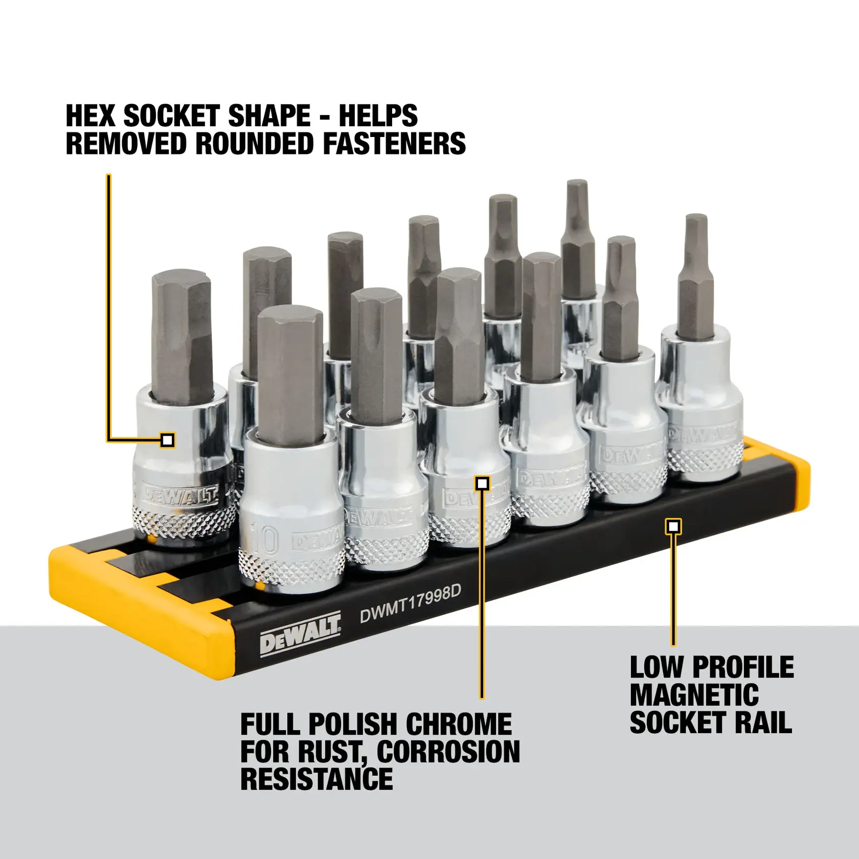 DEWALT® 3/8-in. Drive SAE & MM Hex Bit Socket Set (12-pc.)