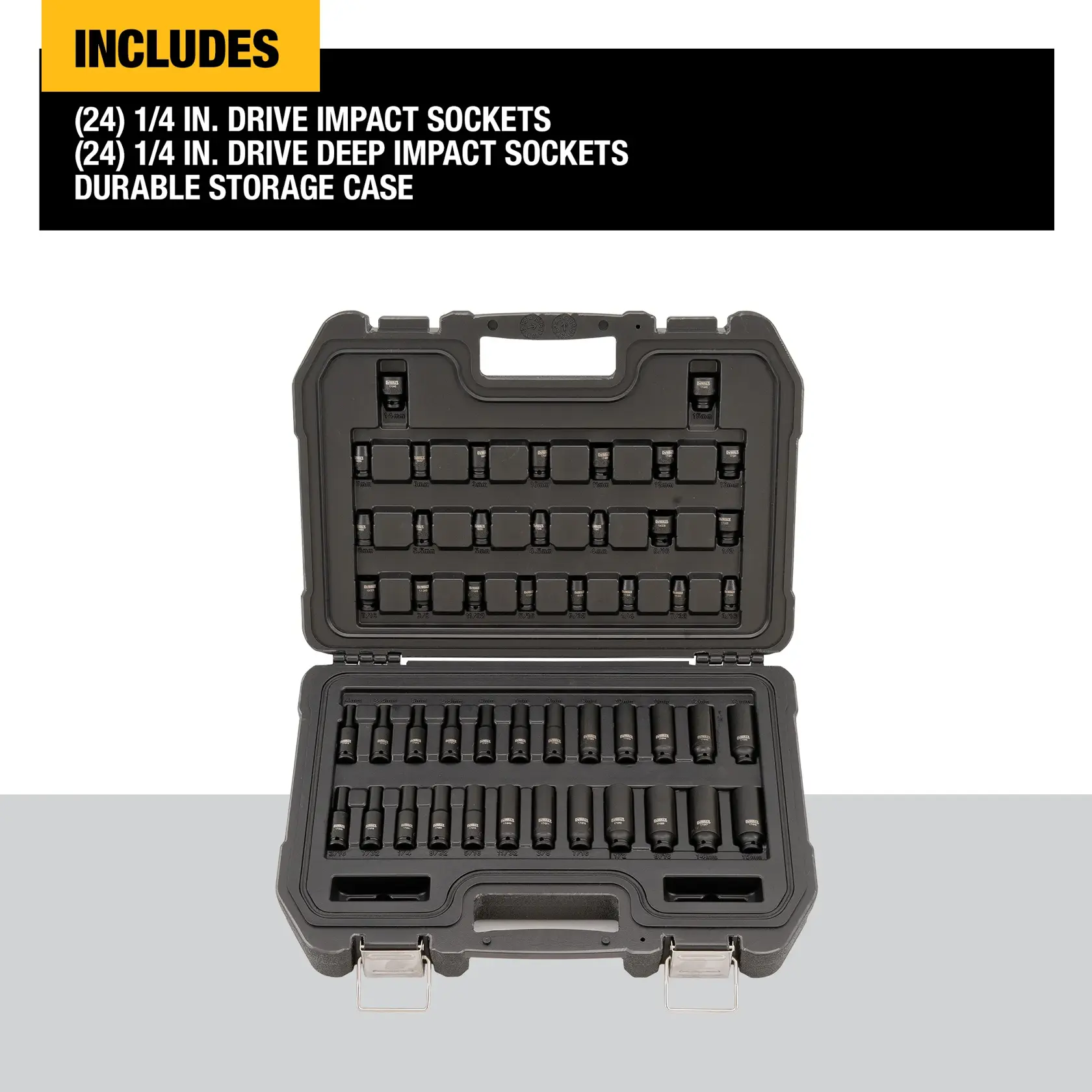DEWALT® 1/4-in. Drive Combination Impact Socket Set 6 PT (48-pc.)