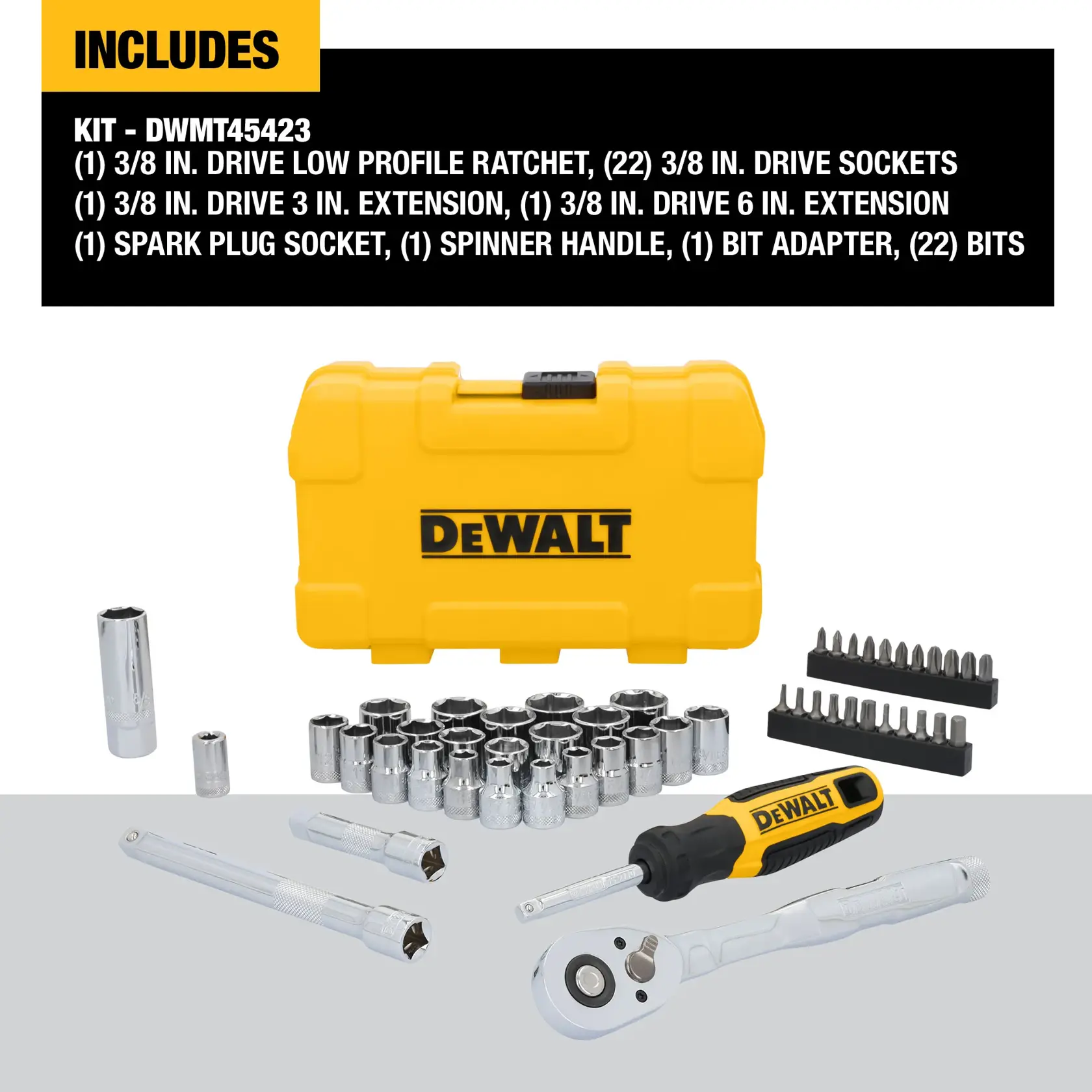 DeWalt DWMT45423 3/8“ Drive 50 pc Mechanics Tool Set F+B