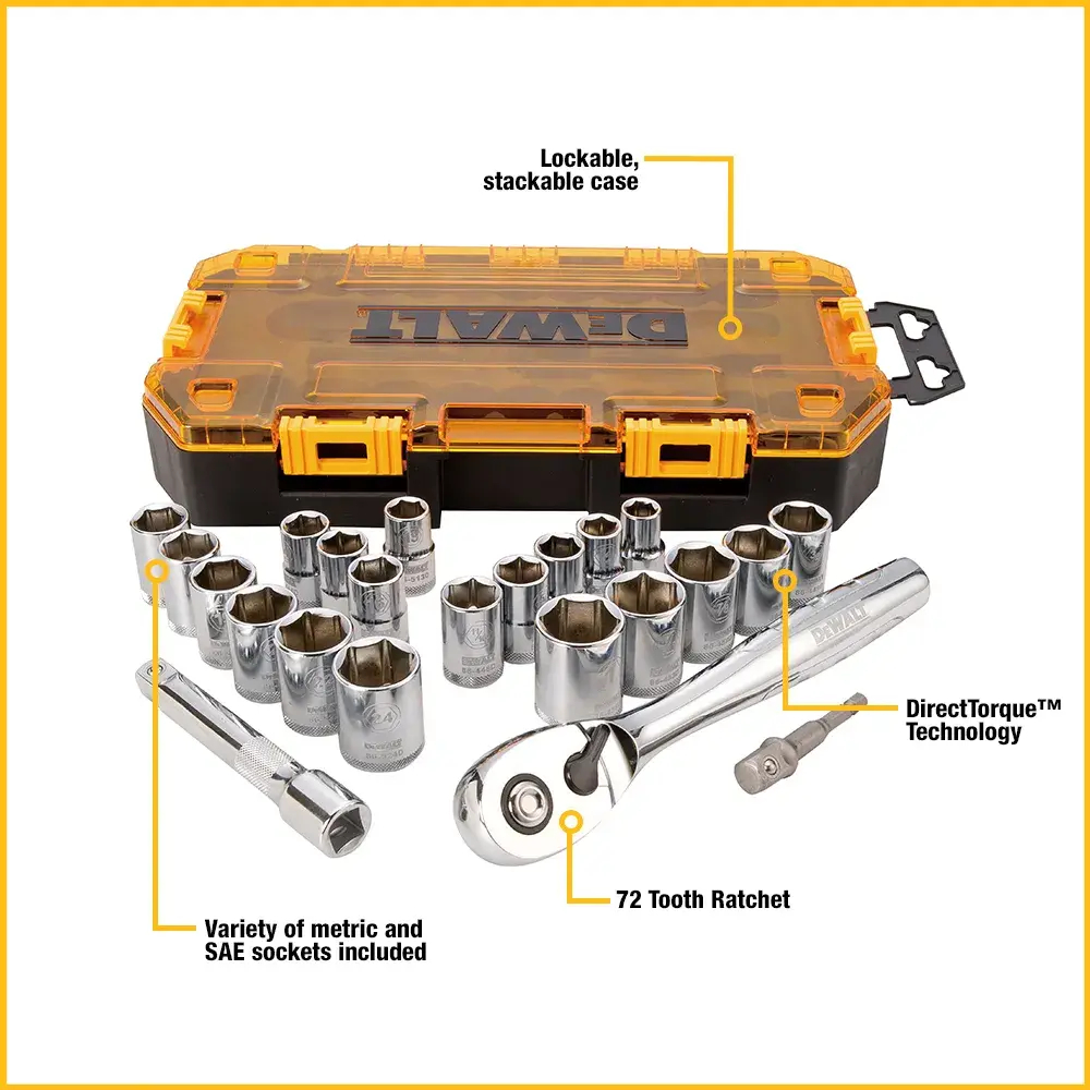 DEWALT® 23-pc. 1/2 in Drive Combination Socket Set