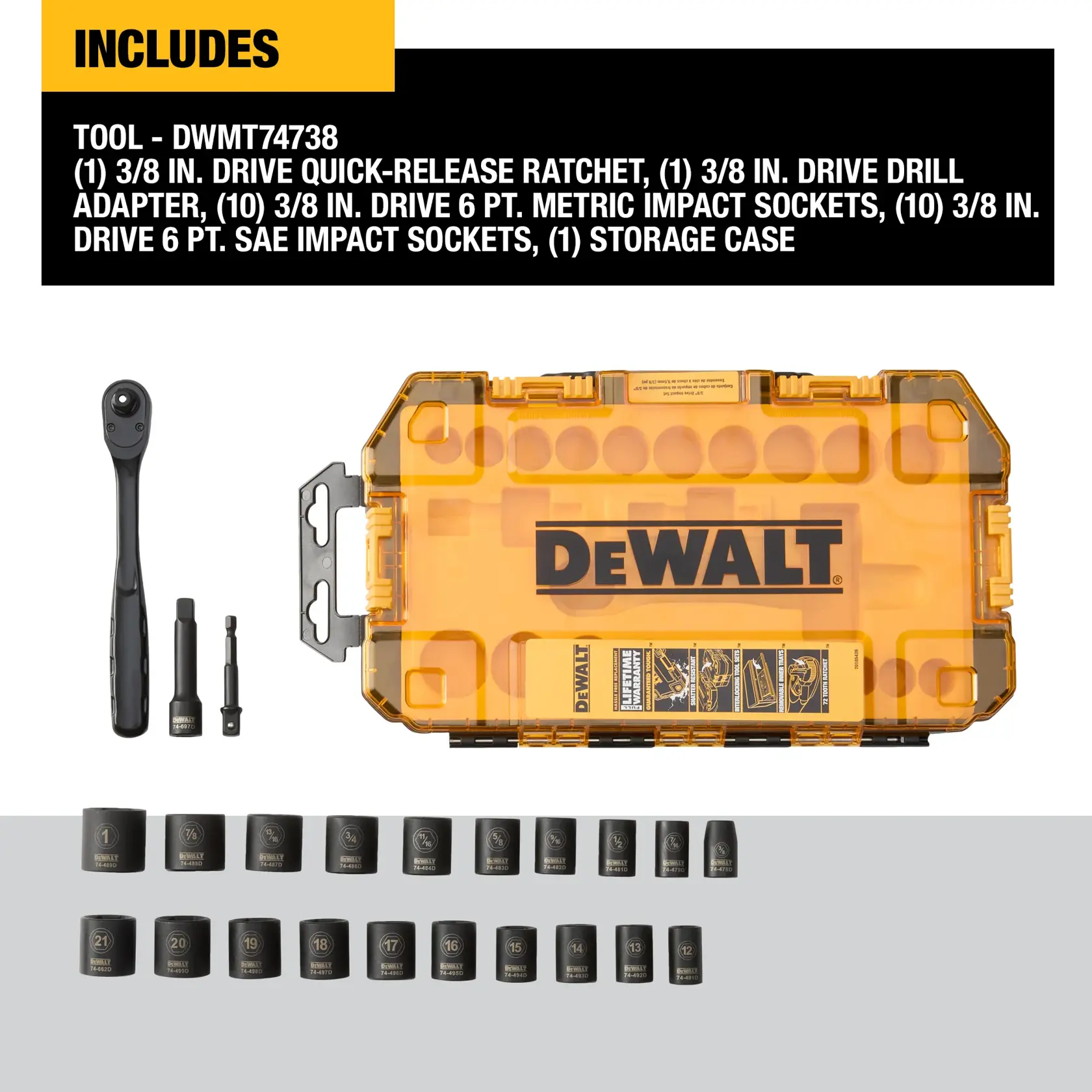 23 PIECE 3/8 IN. DRIVE IMPACT SOCKET SET