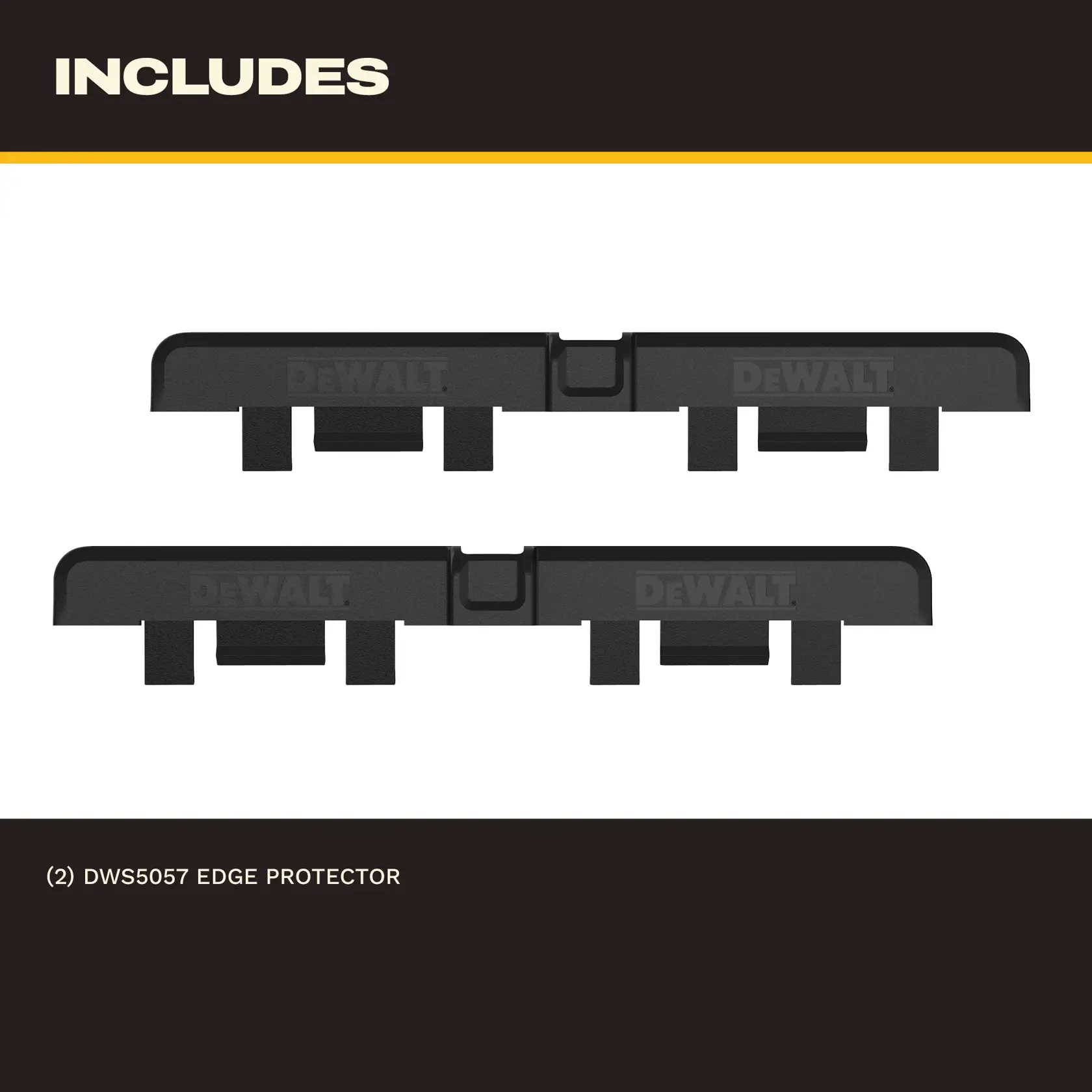 DEWALT black photography accessory with multiple protruding alignment tabs, shown vertically against white background.