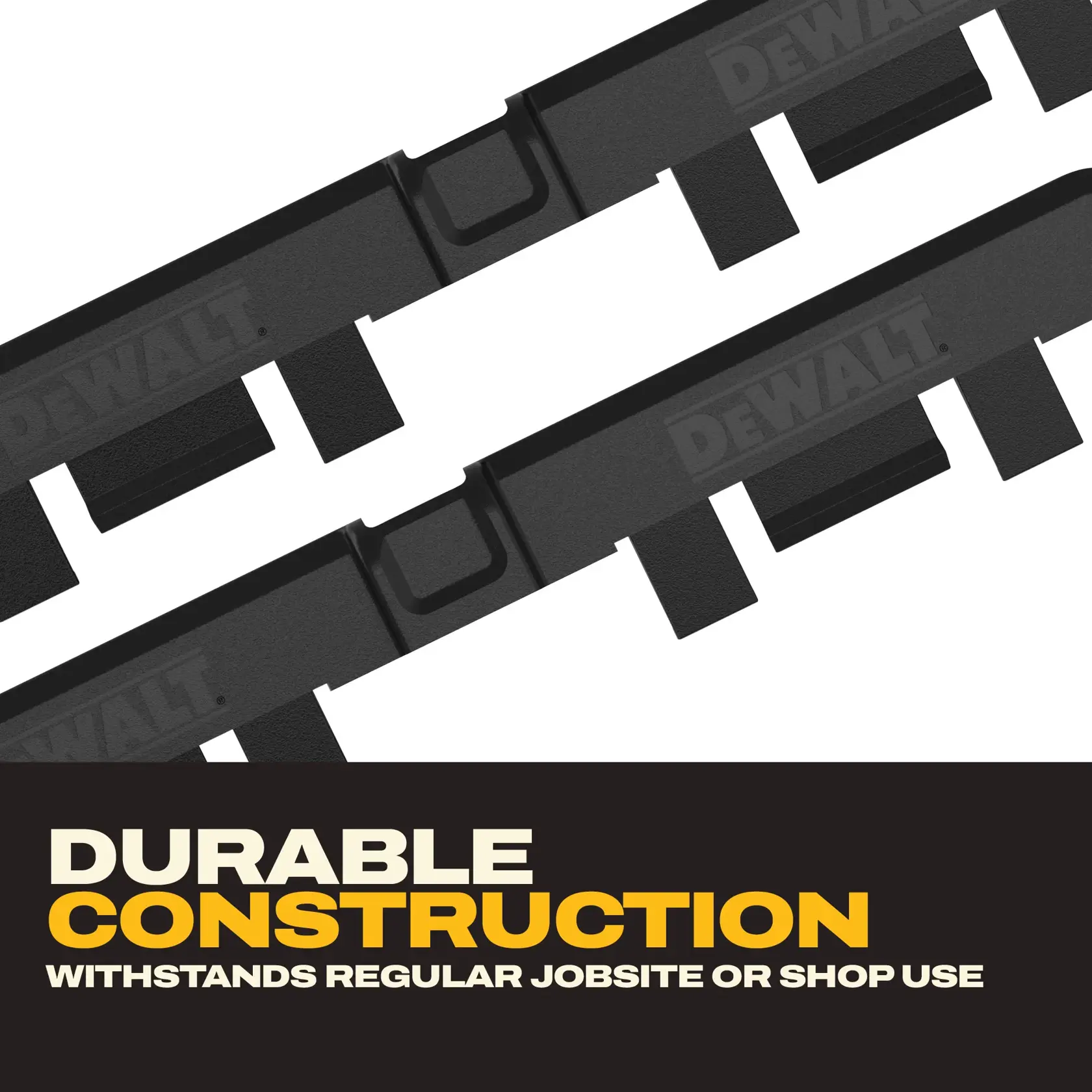 Rail de guidage DEWALT DWS5057 pour scies circulaires, métal avec accents noirs, pour coupes précises.