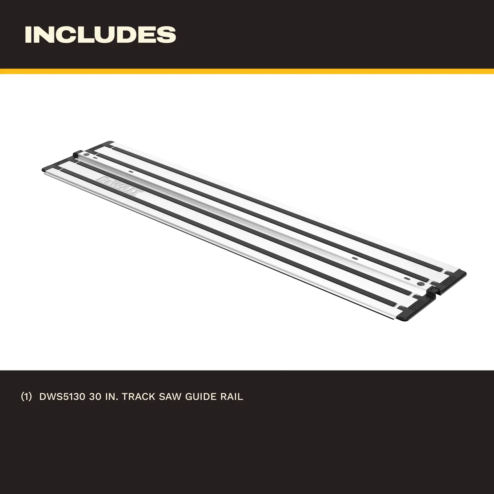 DEWALT DWS5130 30 inch track saw guide rail shown on a white background.