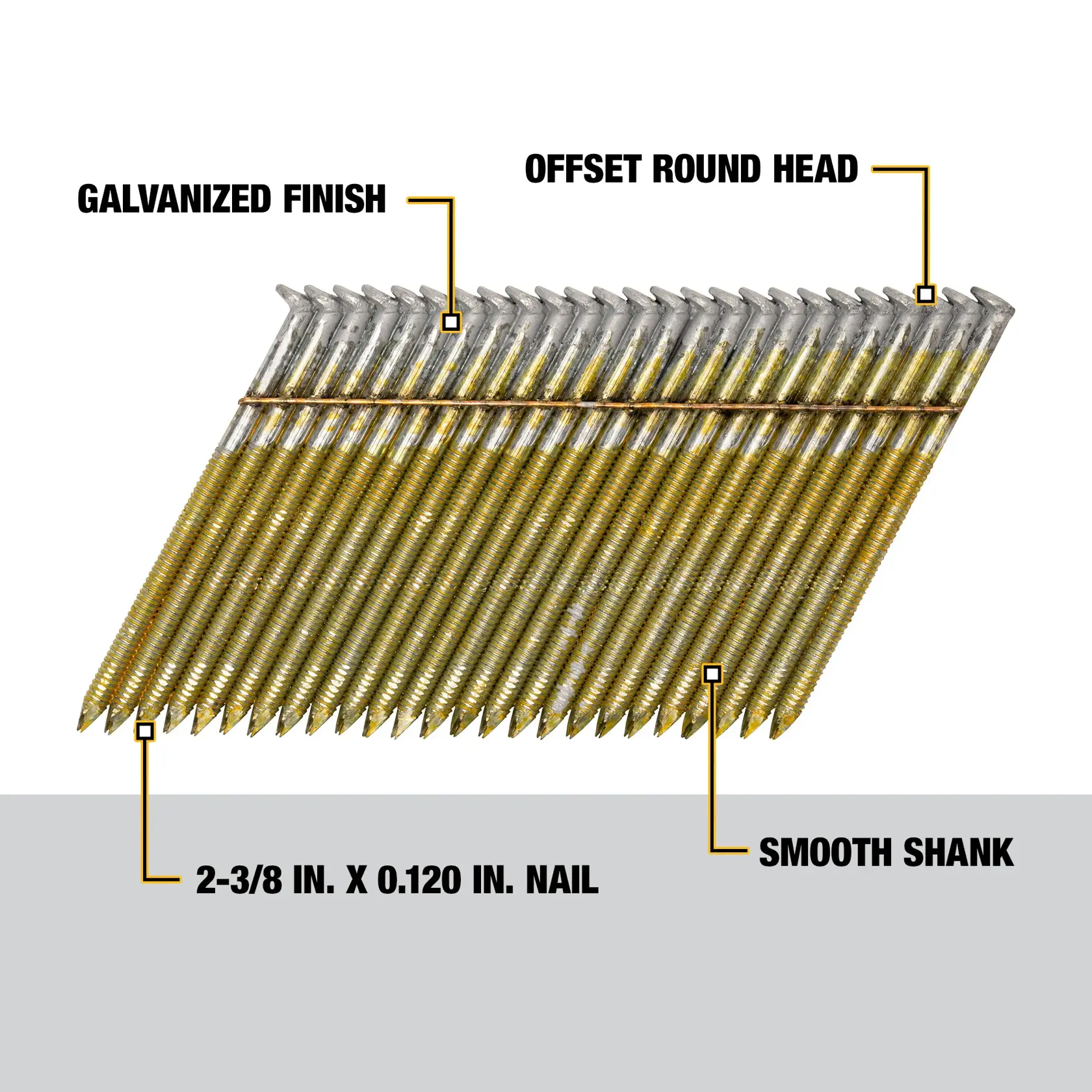 2-3/8-In. X 0.120-In. Ring Shank Galvanized 28 Degree Wire Weld Framing Nails (2000-Pack)