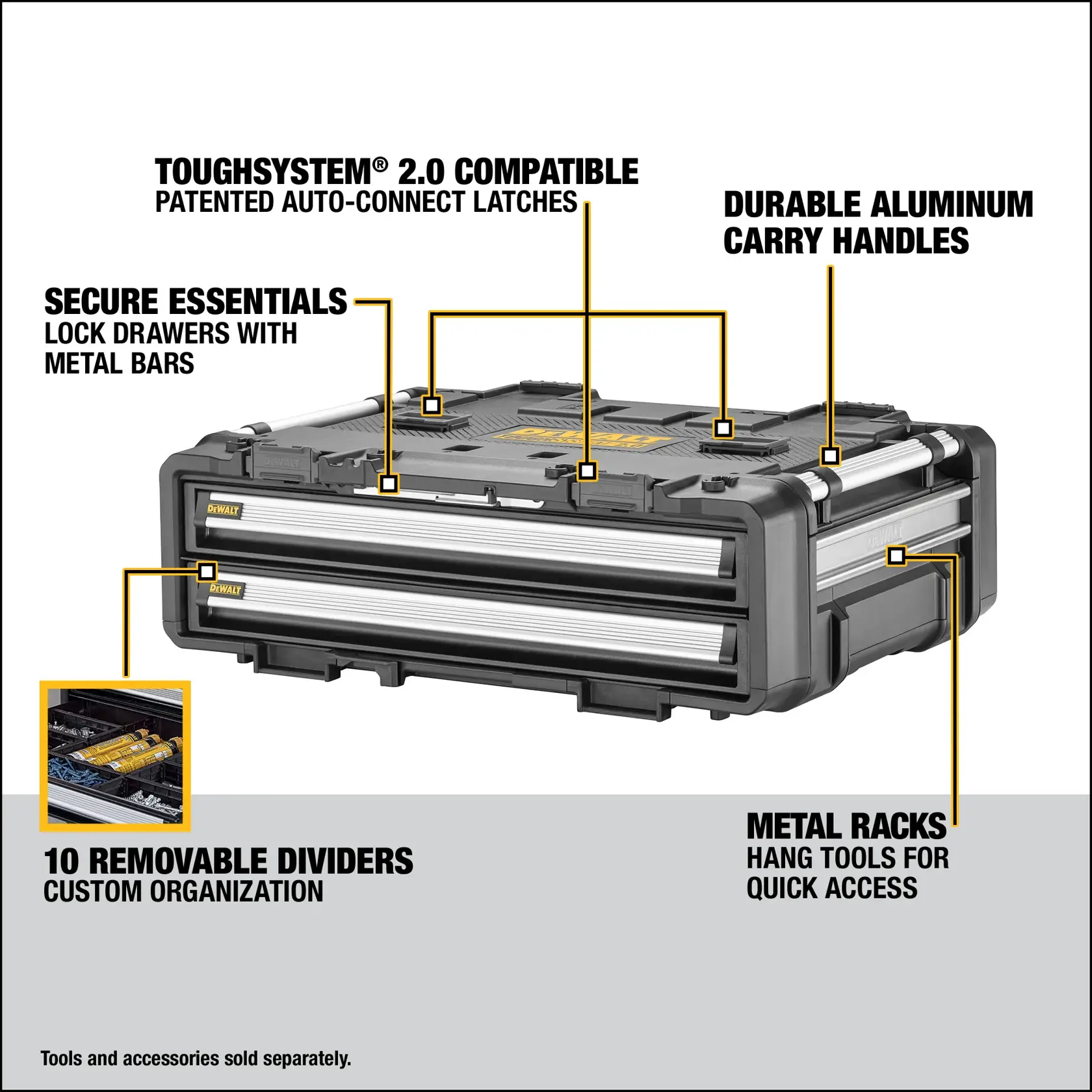 Carousel graphic of the walkaround of the TOUGHSYSTEM® 2.0 DXL™ 30 IN. 2 DRAWERS