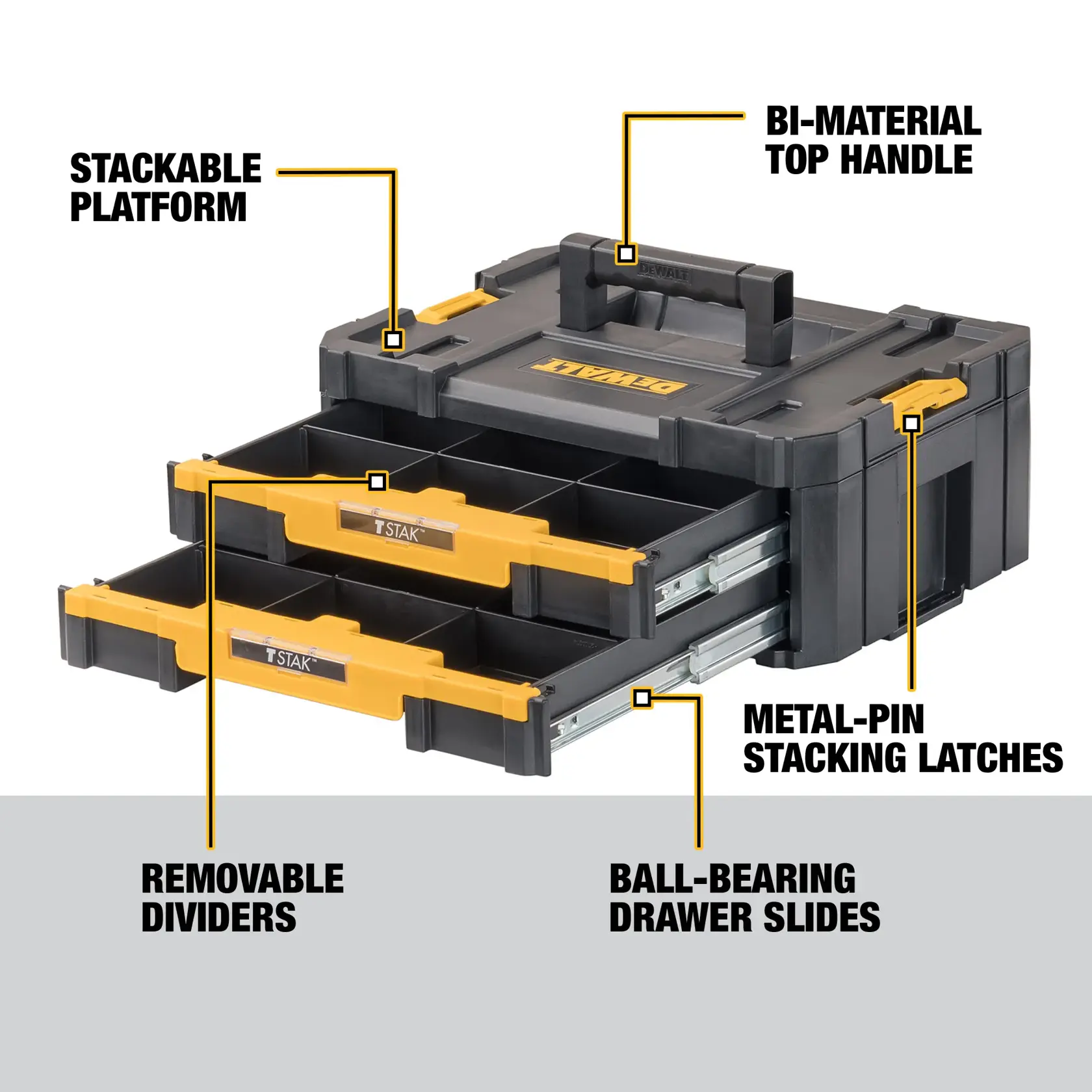 DeWalt DWST17804  TSTAK Double Shallow Drawers Walkaround